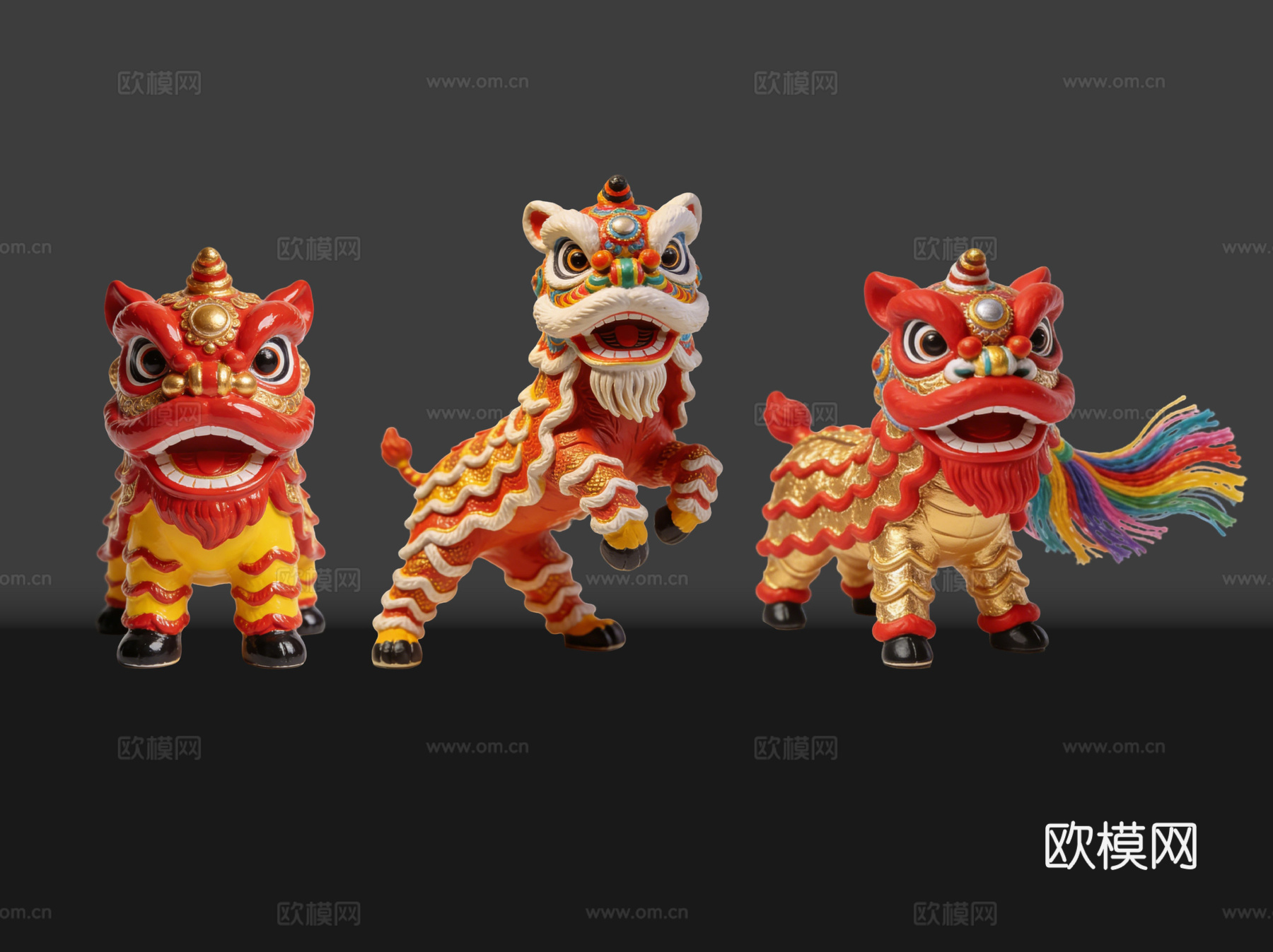 2D醒狮手办 醒狮公仔 舞狮活动 民俗活动 非物质文化遗产su模型