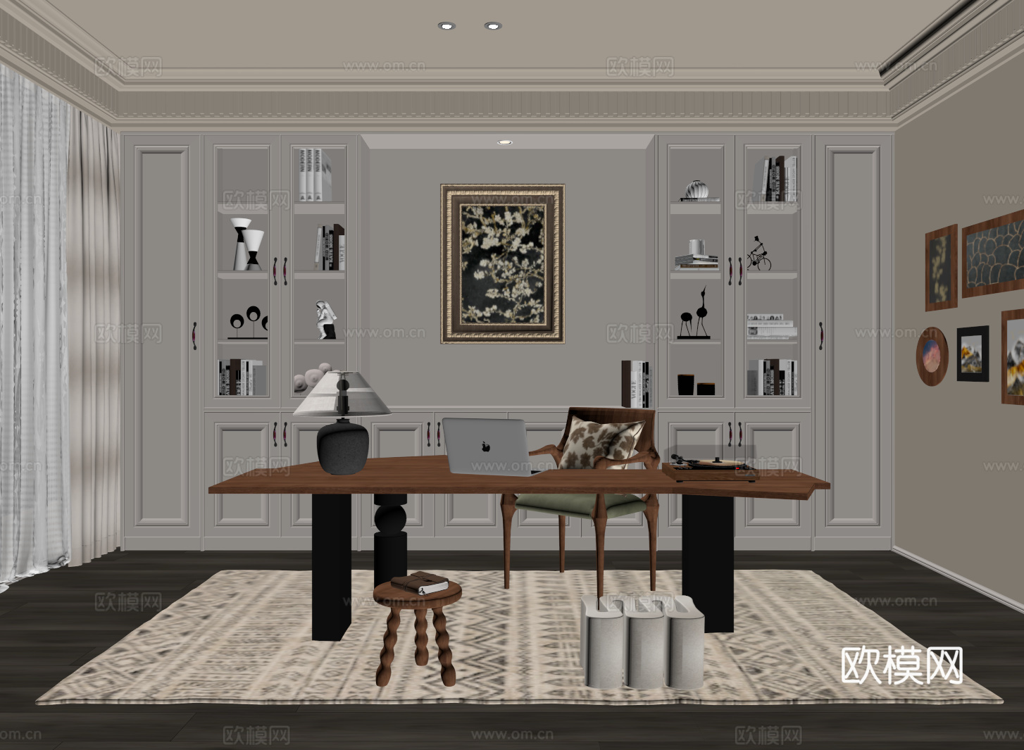 法式中古风书房su模型