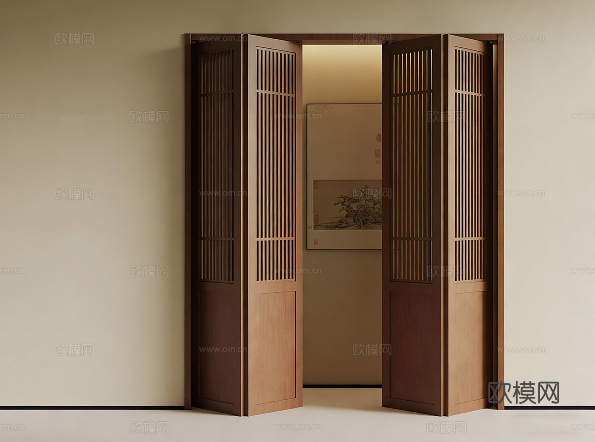 中古折叠门 玻璃折叠门su模型