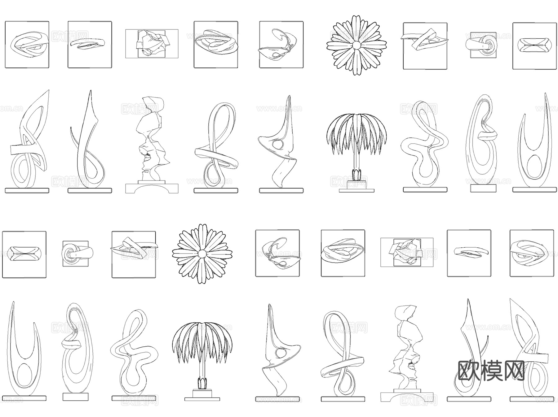 艺术装置陈设雕塑装饰画工艺品石膏人像图块图库CAD施工图集cad施工图cad施工图