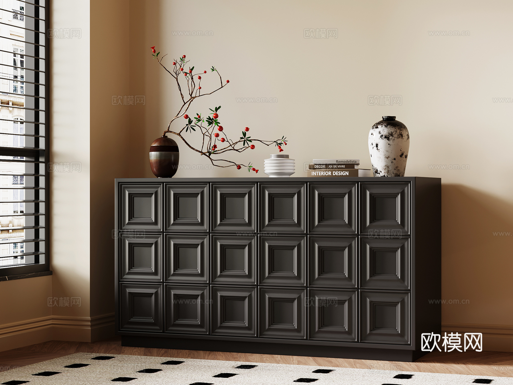 法式复古玄关柜 边柜su模型