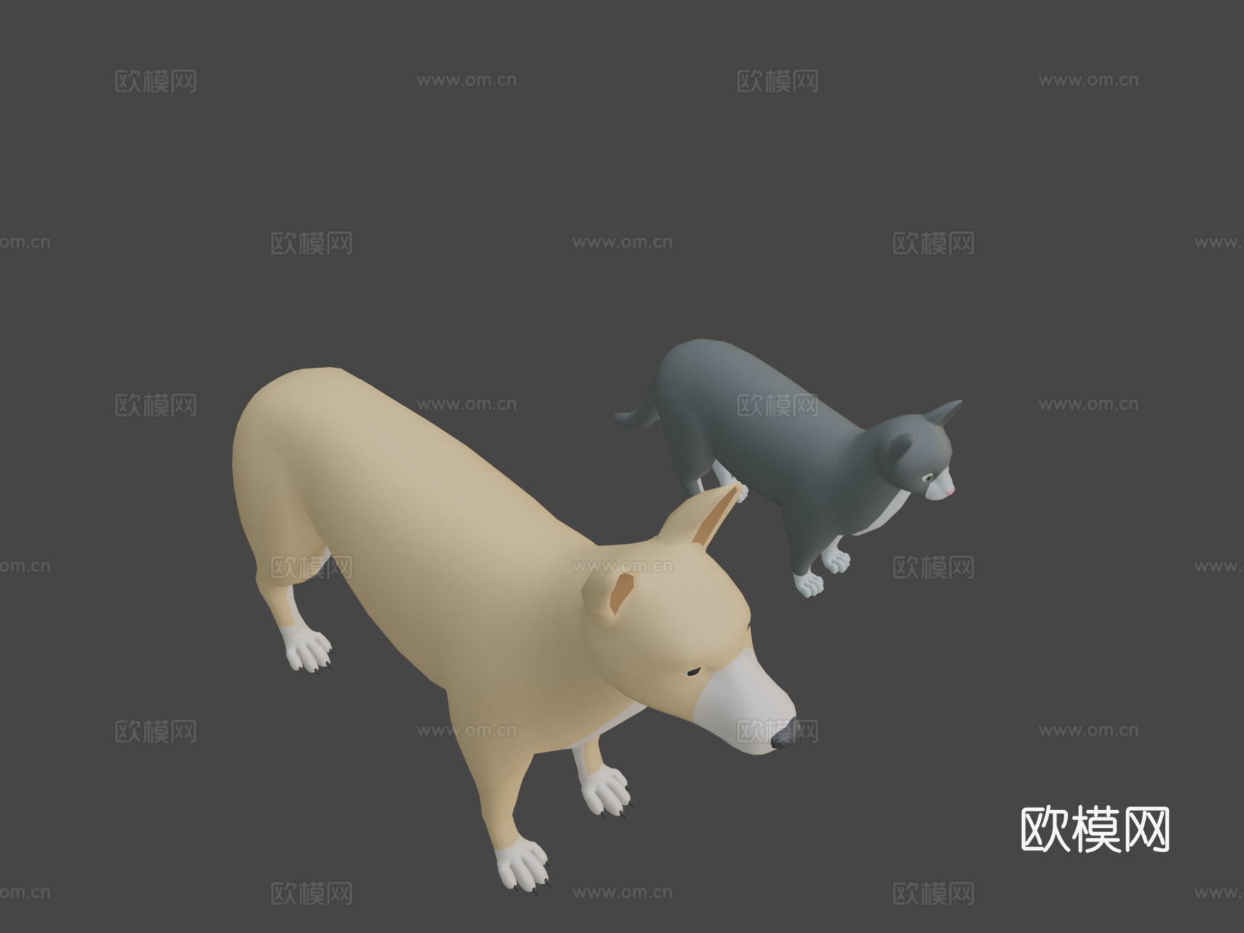 动物包  狗猫绑定su模型