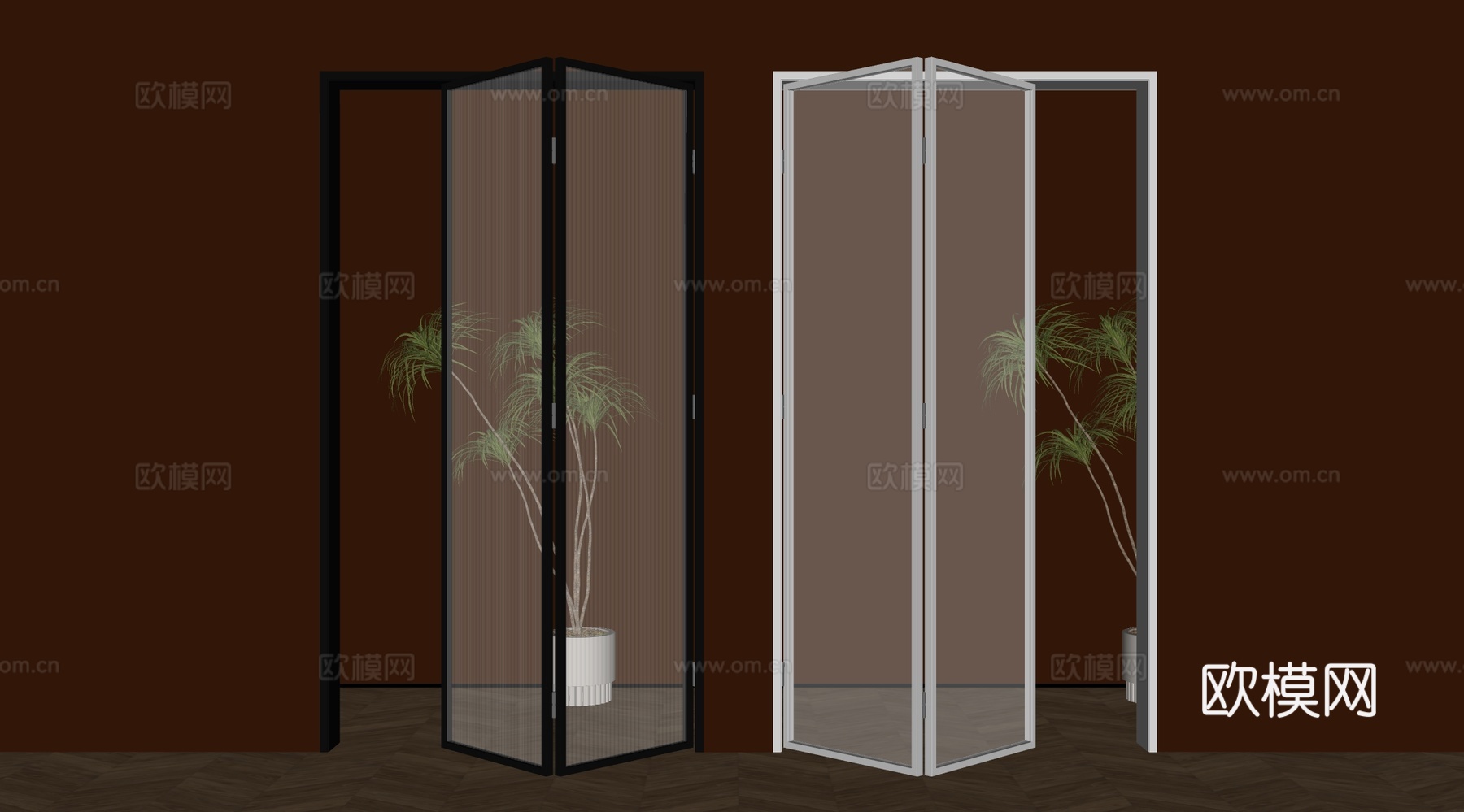 现代折叠门 玻璃折叠门su模型