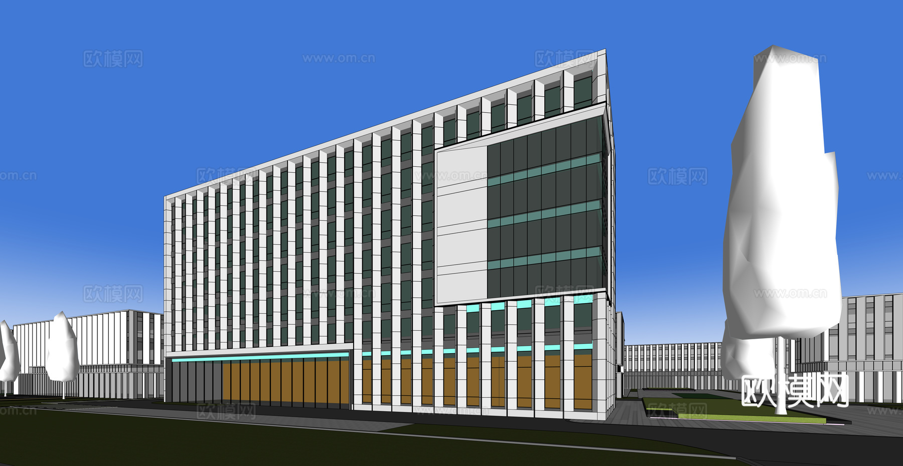 多层厂房 现代产业园 多层办公 厂房 产业园 办公楼su模型