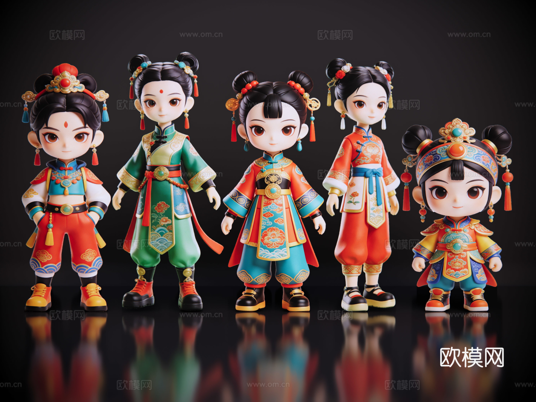 2D国潮手办 国潮公仔 国潮形象公仔 民俗活动 非物质文化遗su模型