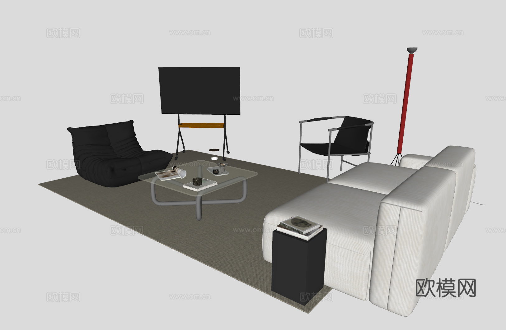 现代组合沙发su模型