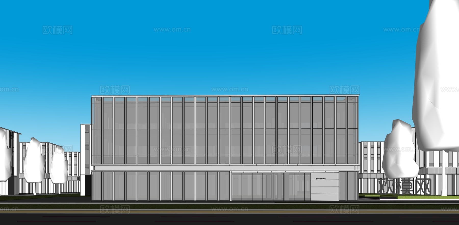 多层厂房 现代产业园 多层办公 厂房 产业园 办公楼su模型