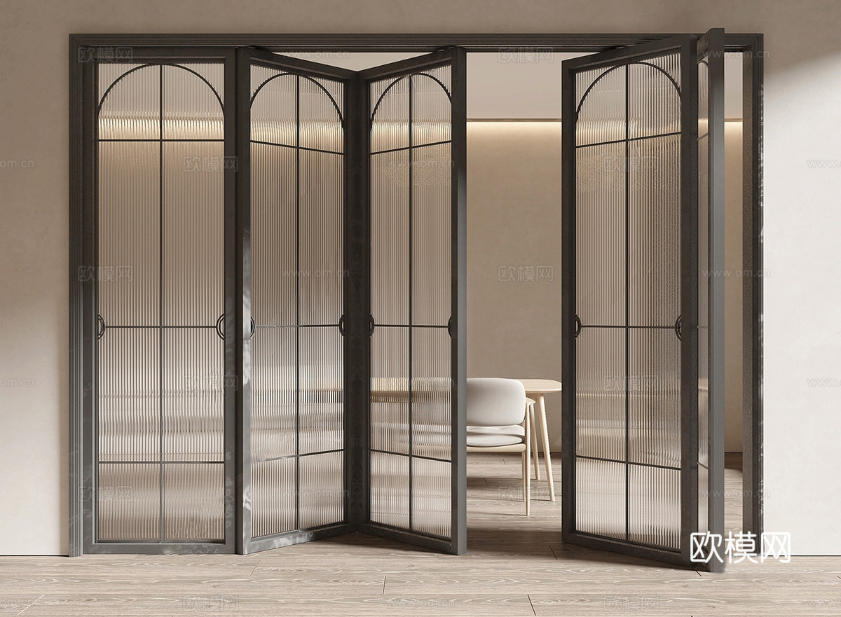 法式折叠门 法式推拉门 折叠门 长虹玻璃门su模型