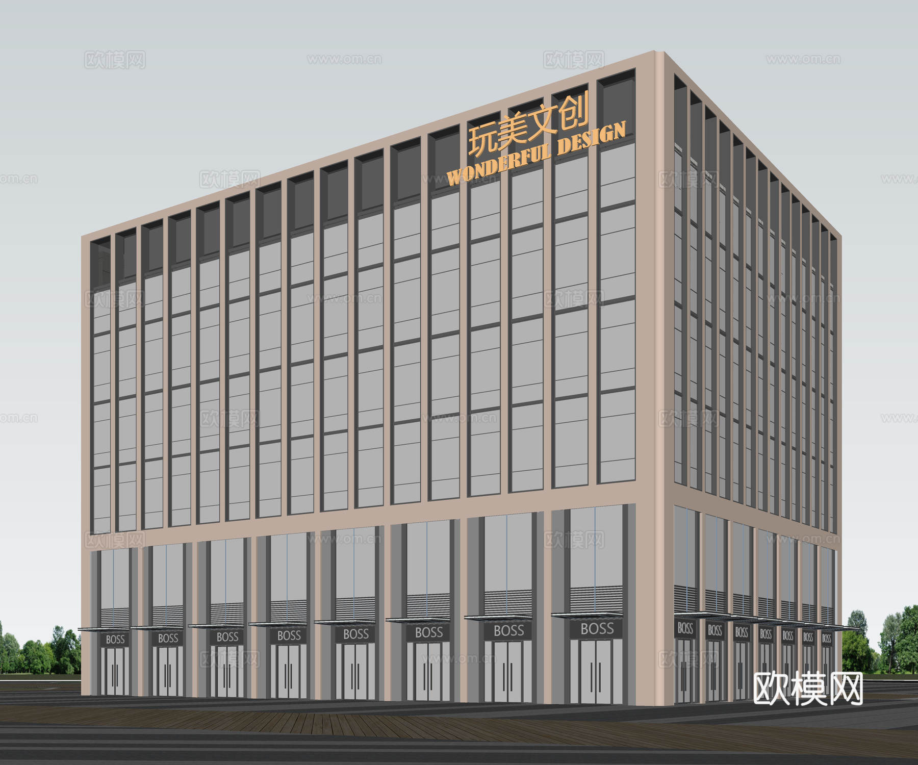 多层办公楼 现代产业园 多层办公 厂房 产业园 办公楼su模型