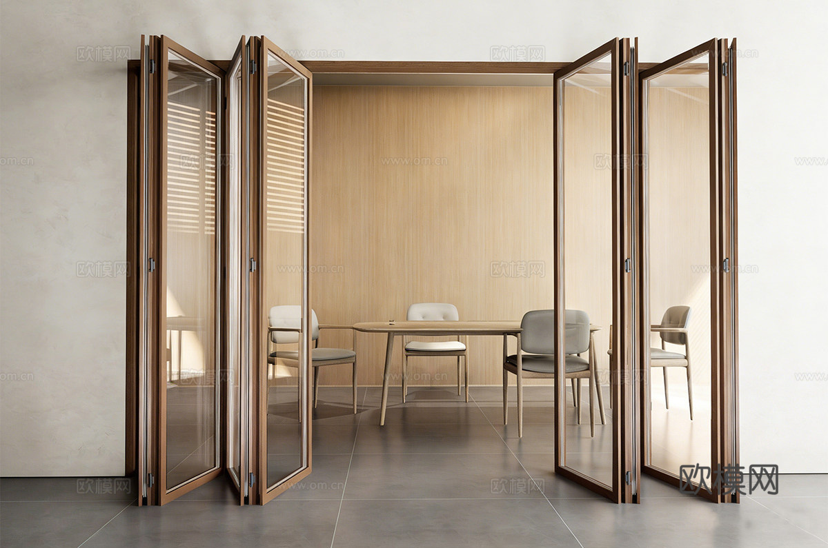 美式折叠门 玻璃折叠门su模型