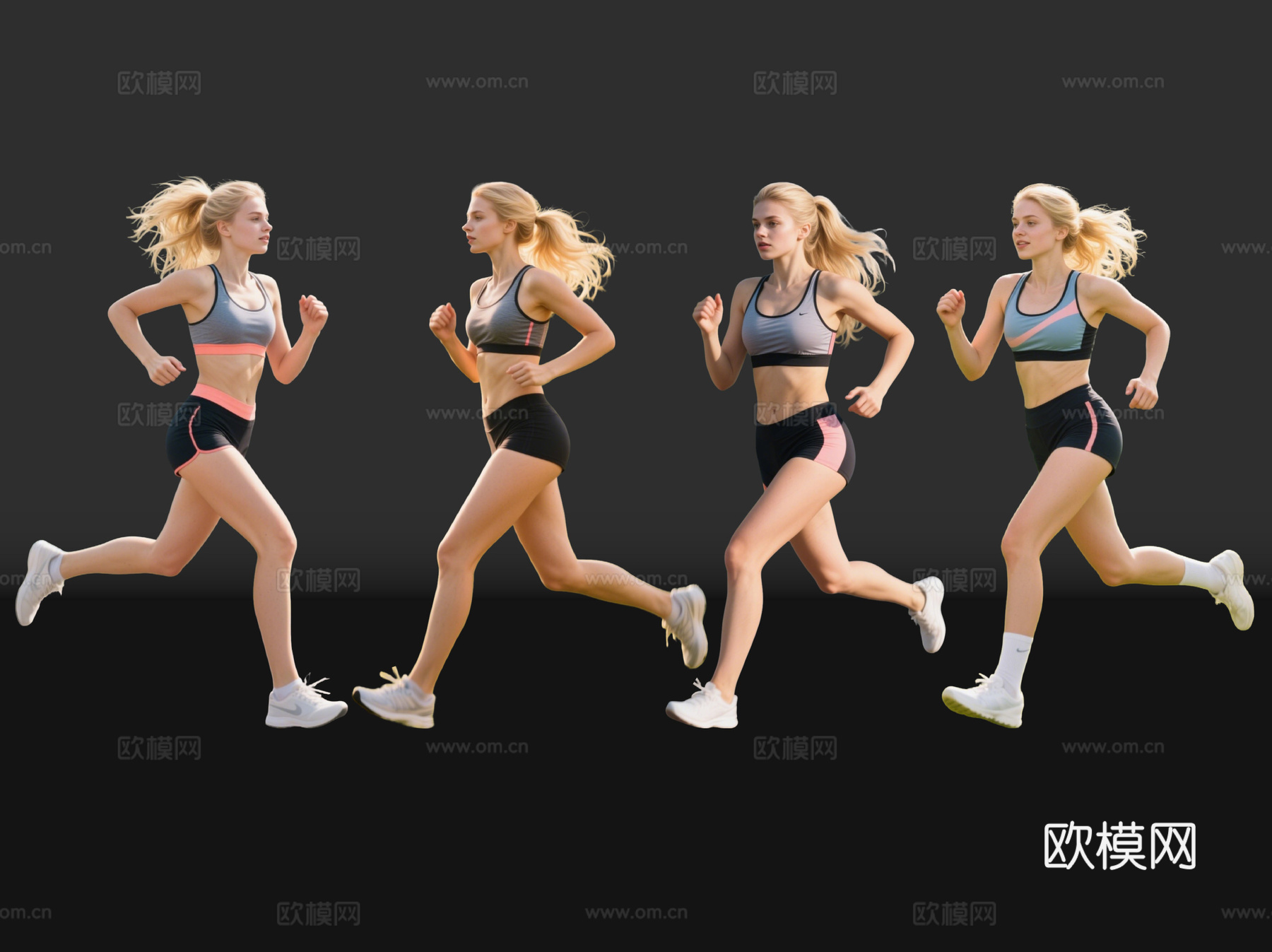 2D现代人物 运动装美女 运动装模特 跑步运动 夏季运动装su模型