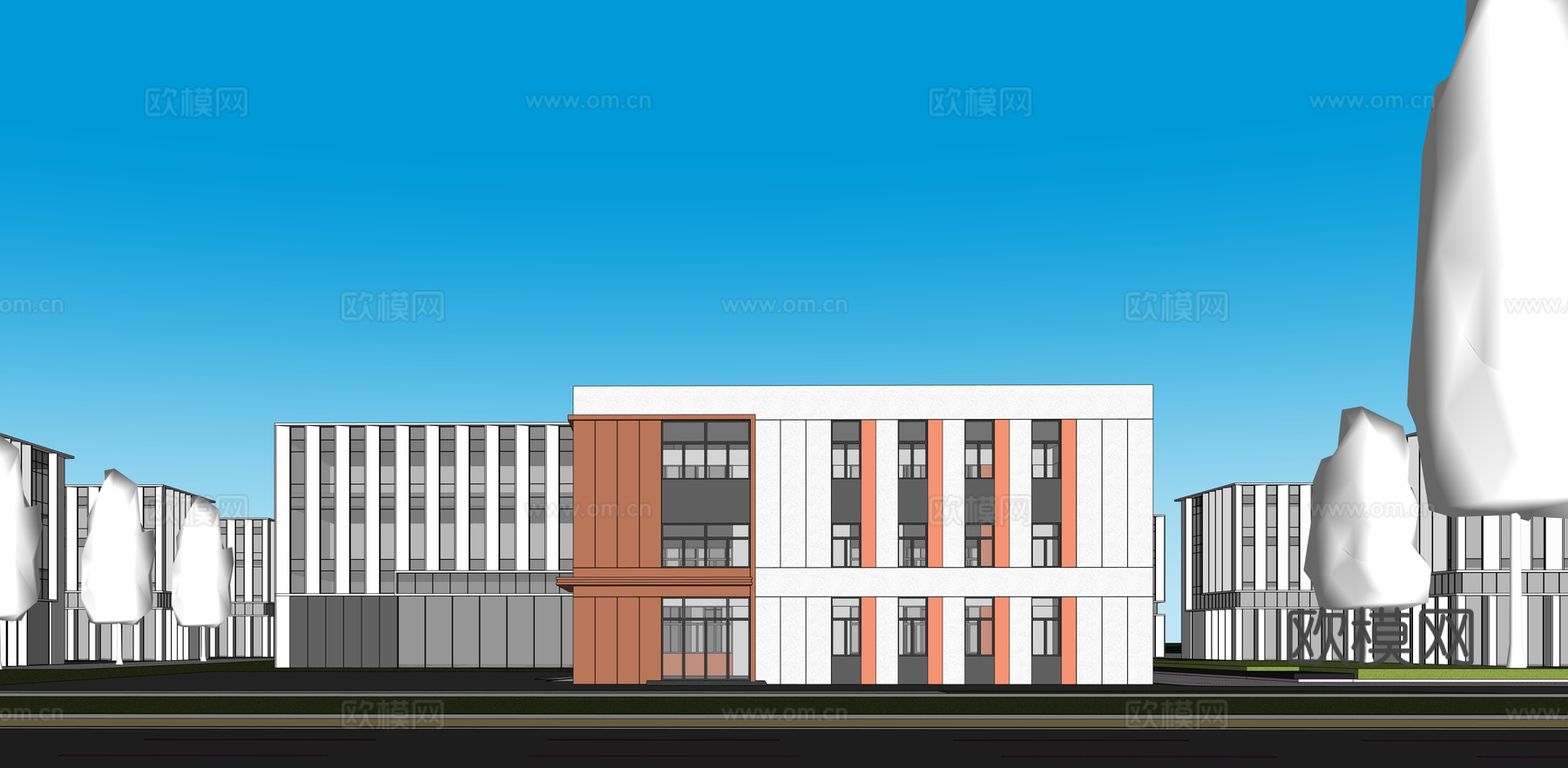 多层厂房 现代产业园 多层办公 厂房 产业园 办公楼su模型