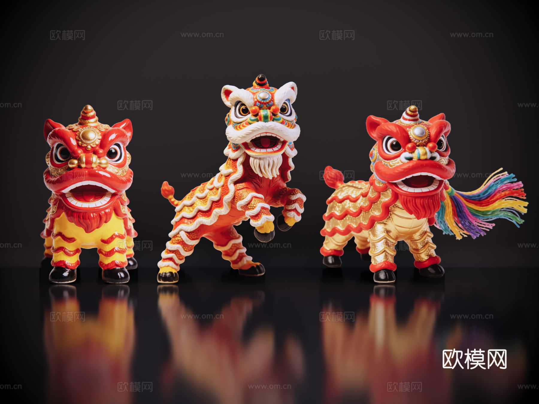 2D醒狮手办 醒狮公仔 舞狮活动 民俗活动 非物质文化遗产su模型