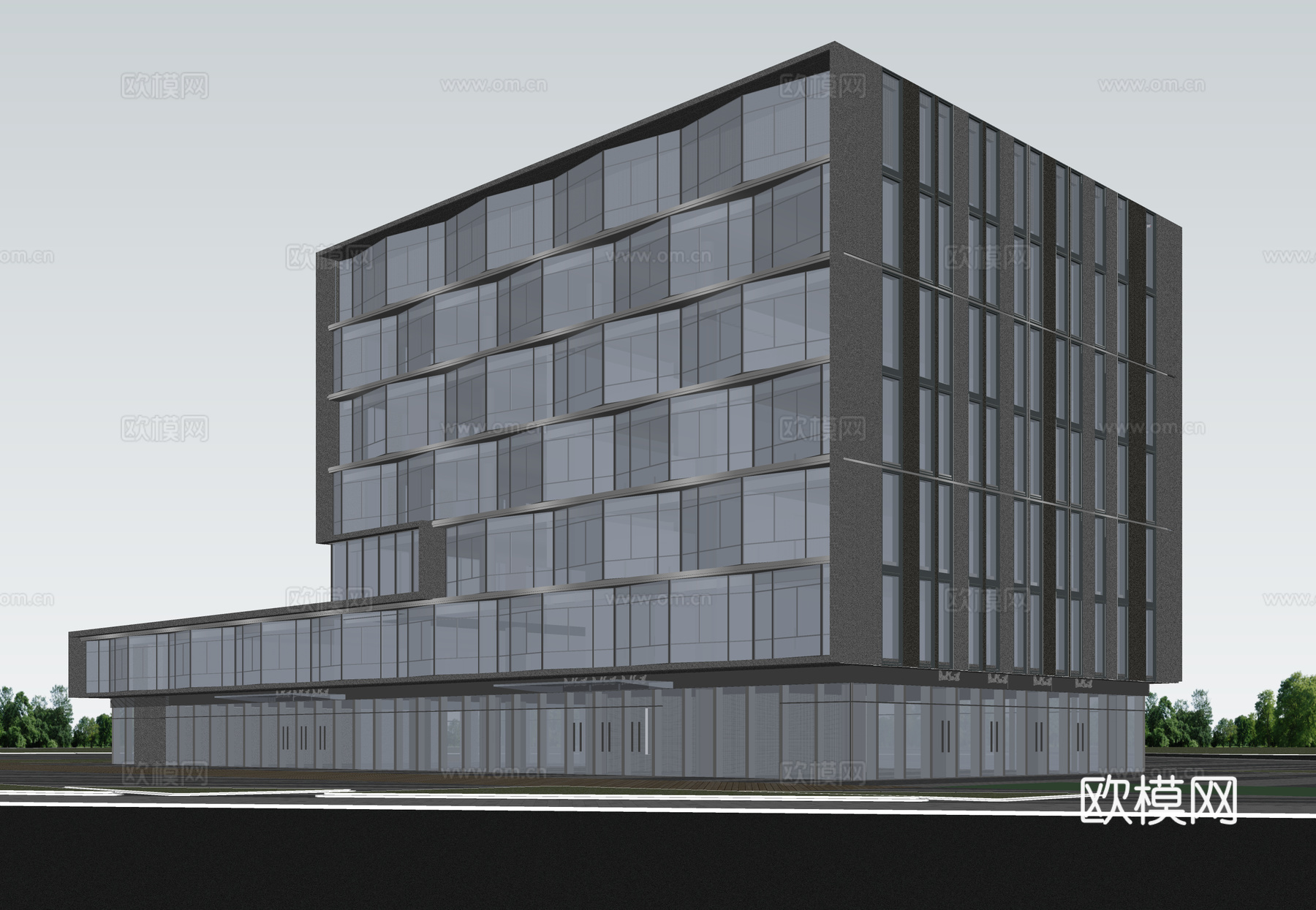 多层办公楼 现代产业园 多层办公 厂房 产业园 办公楼su模型