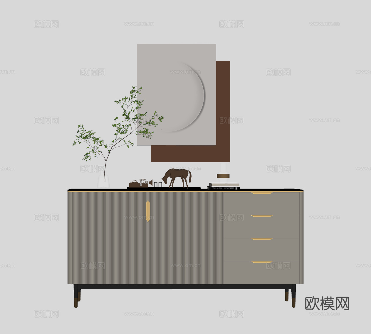 现代装饰柜su模型