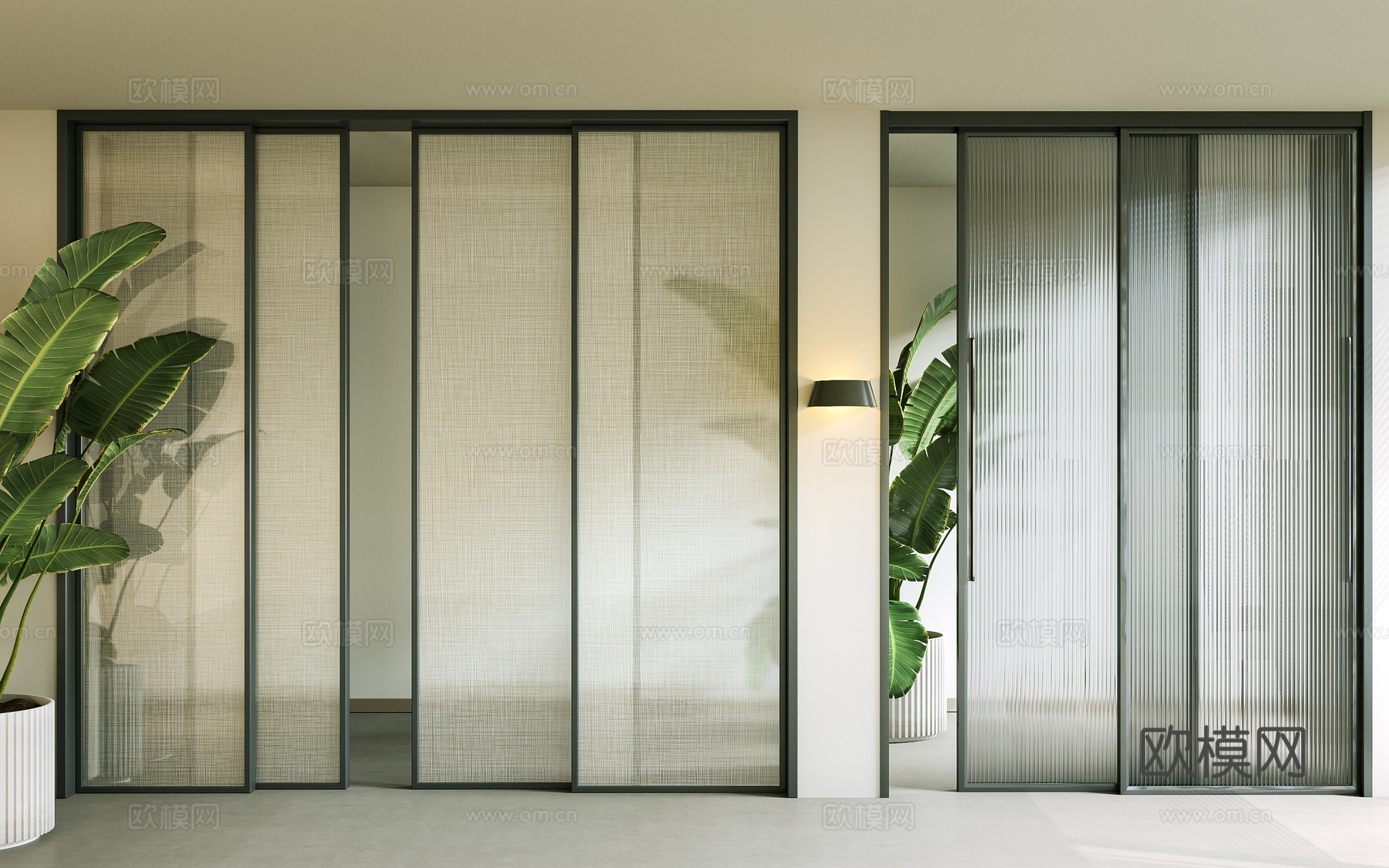 推拉门 玻璃推拉门 滑门 玻璃滑门 阳台推拉 夹丝玻璃 长虹su模型