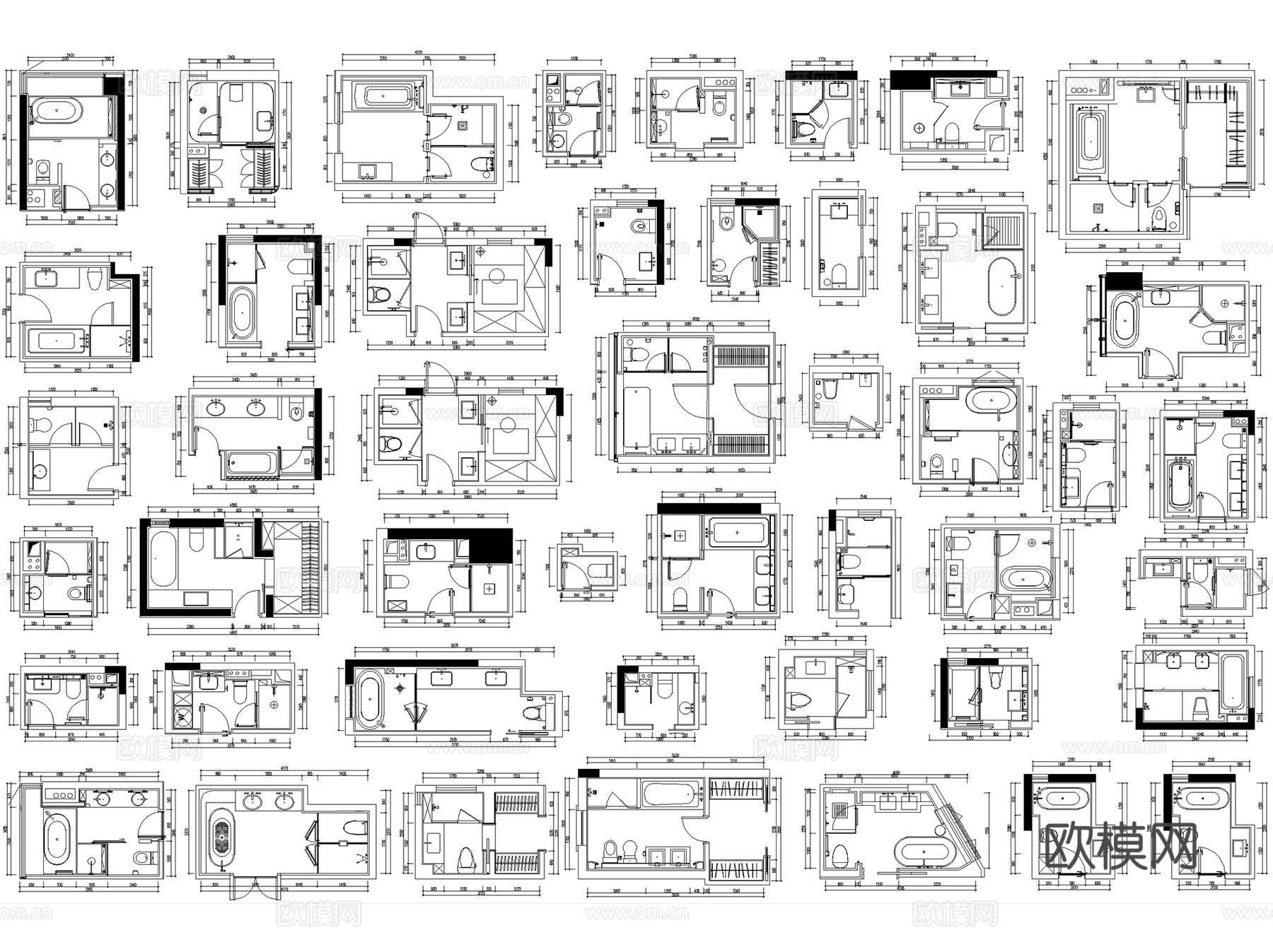 卫生间洗手间厕所卫浴平立面布局图库图块节点CAD施工图集cad施工图