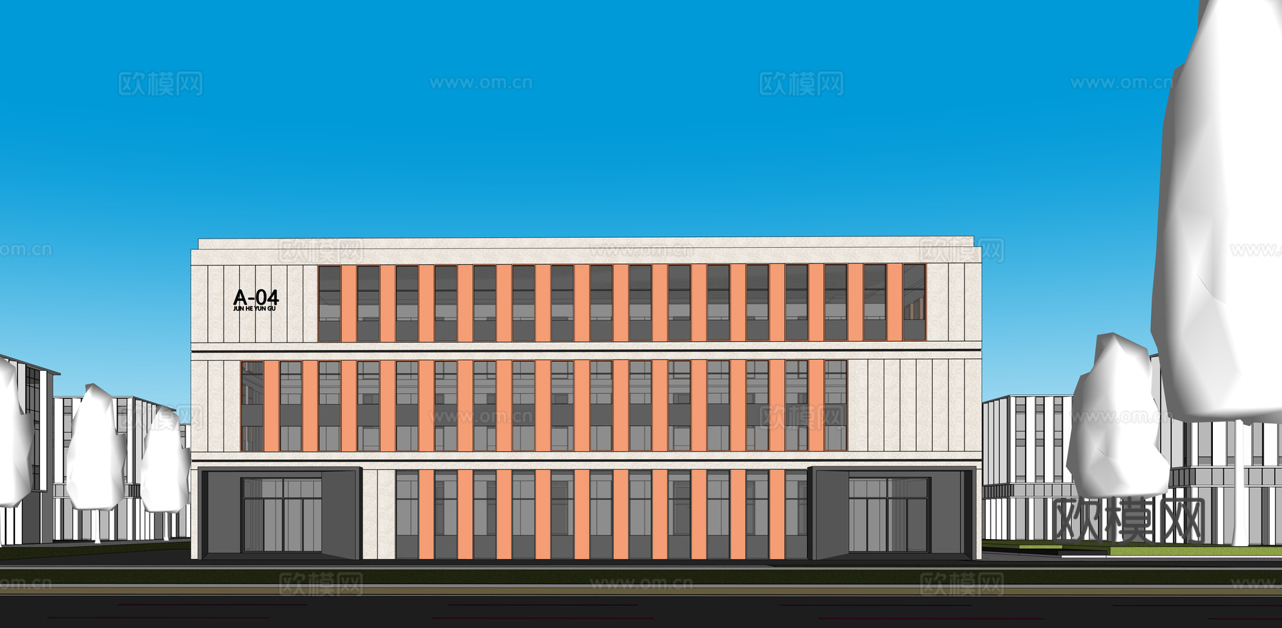 多层厂房 现代产业园 多层办公 厂房 产业园 办公楼su模型