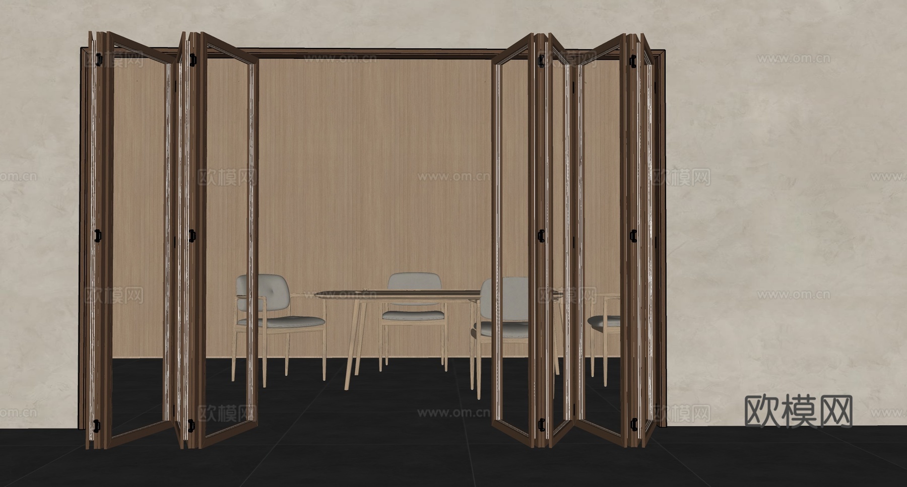美式折叠门 玻璃折叠门su模型