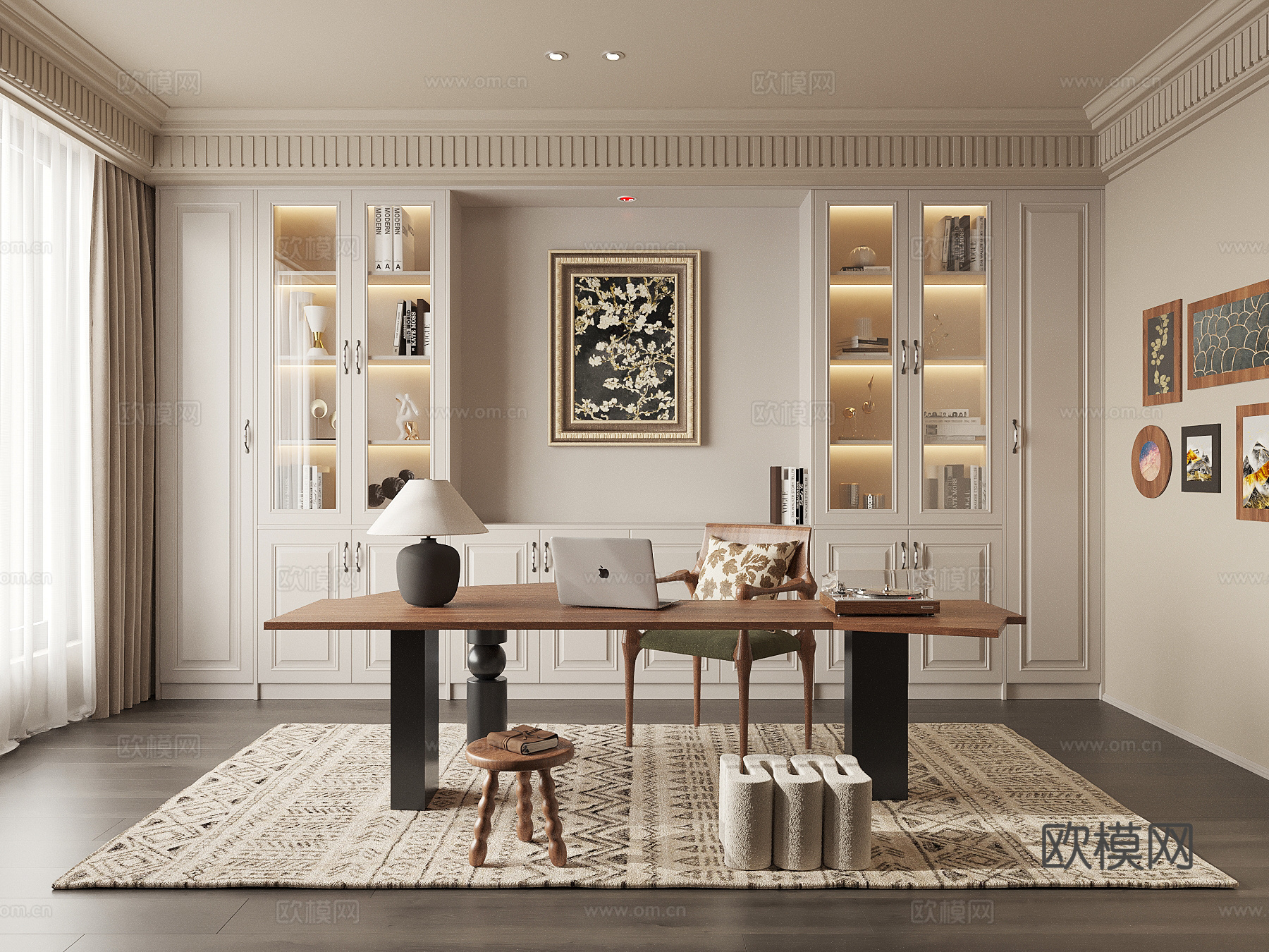 法式中古风书房su模型