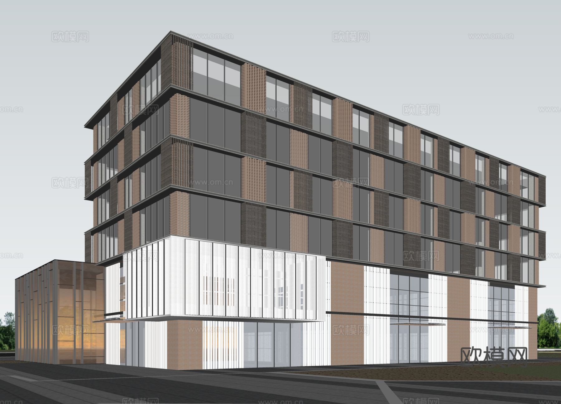 多层办公楼 现代产业园 多层办公 厂房 产业园 办公楼su模型