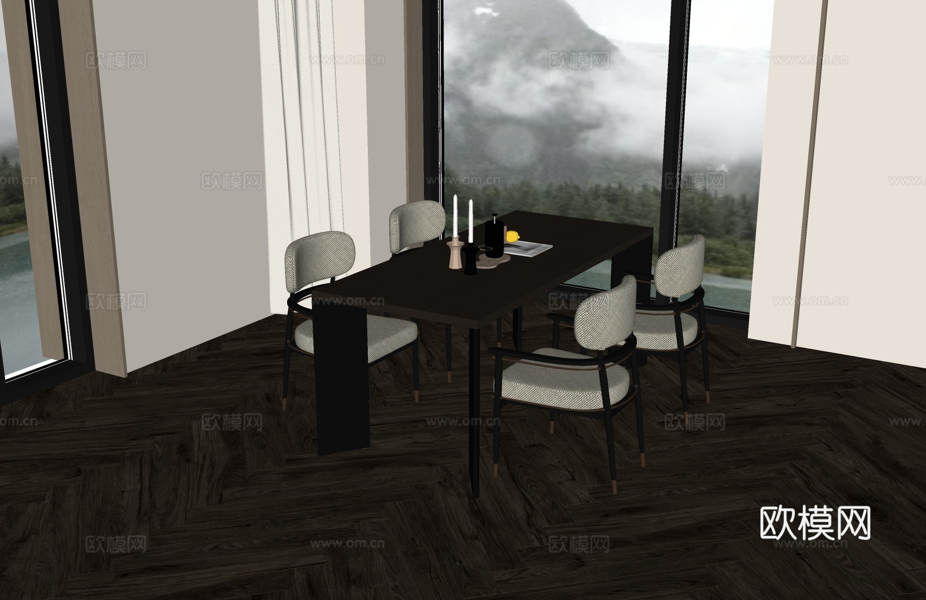 现代餐桌椅 现代意式极简餐桌椅 现代餐厅 现代意式极简餐厅su模型