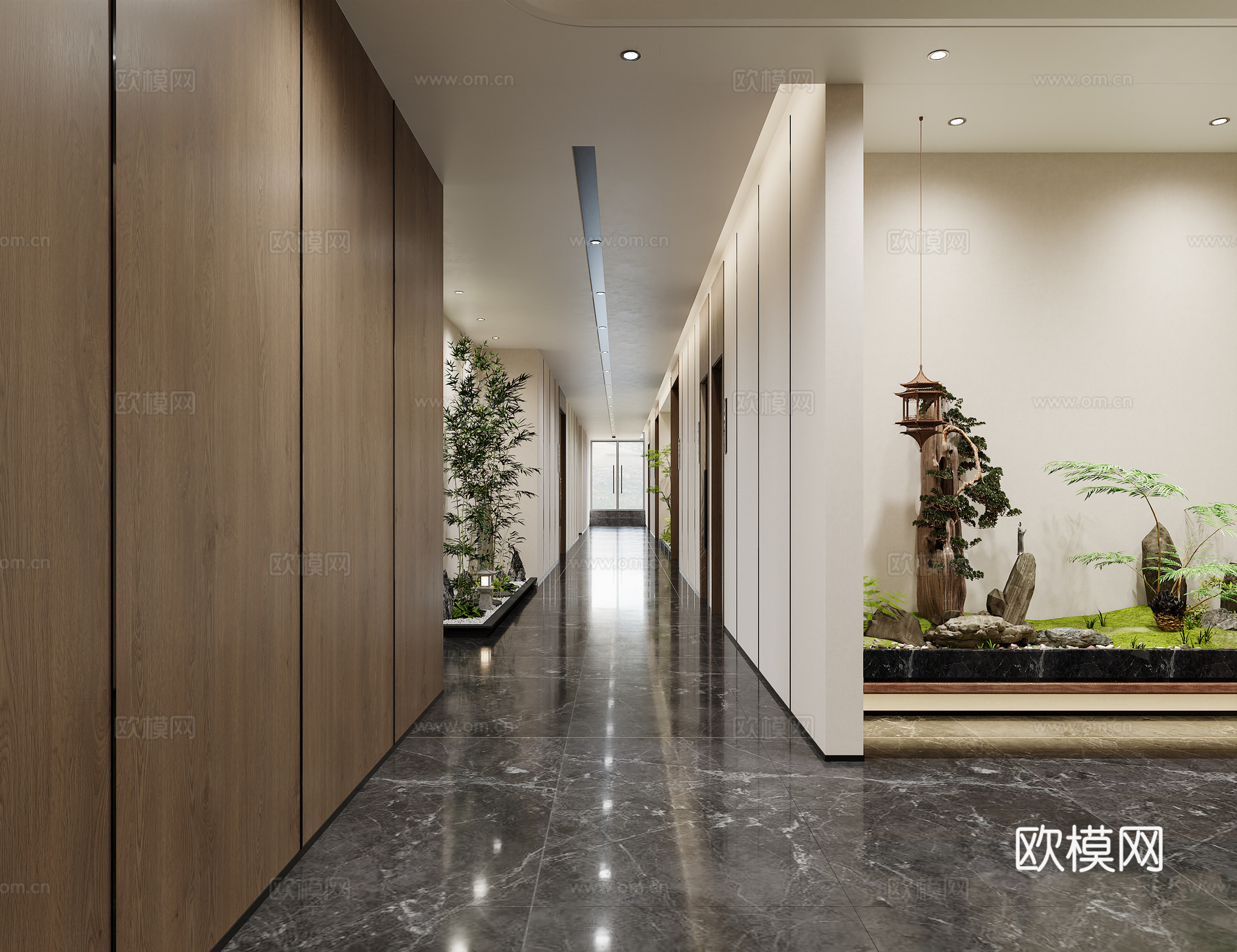 现代工装办公楼 过道 走廊3d模型