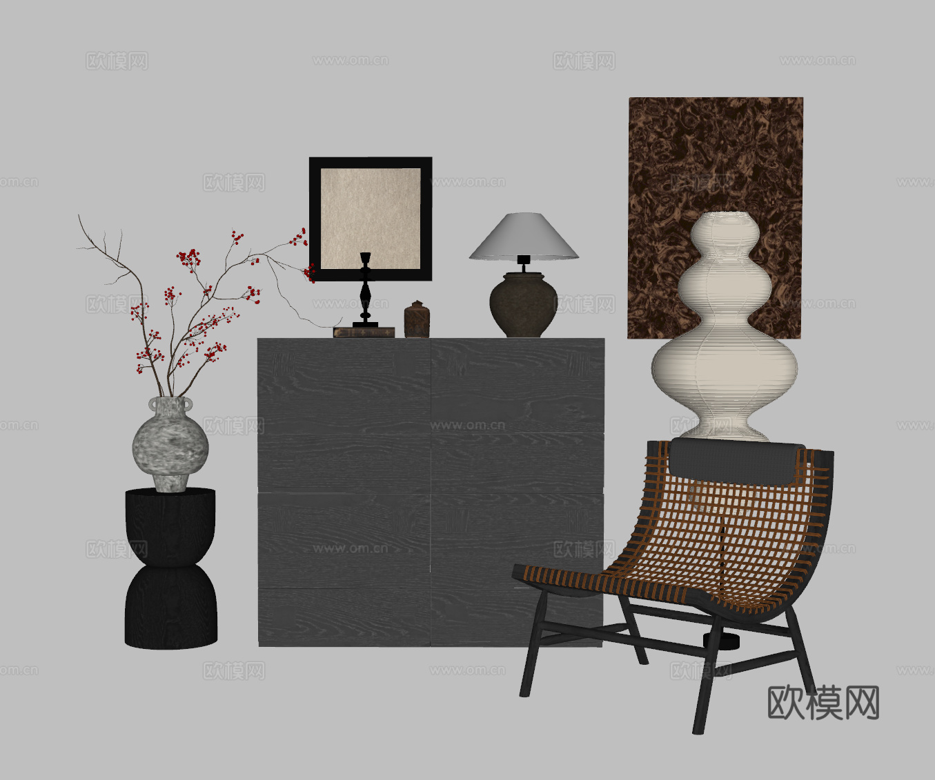 现代装饰柜su模型