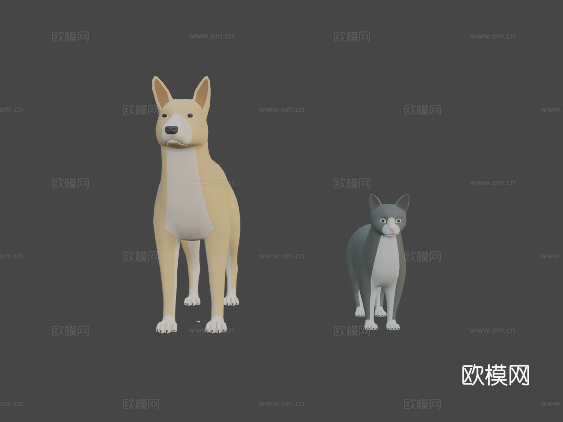 动物包  狗猫绑定su模型