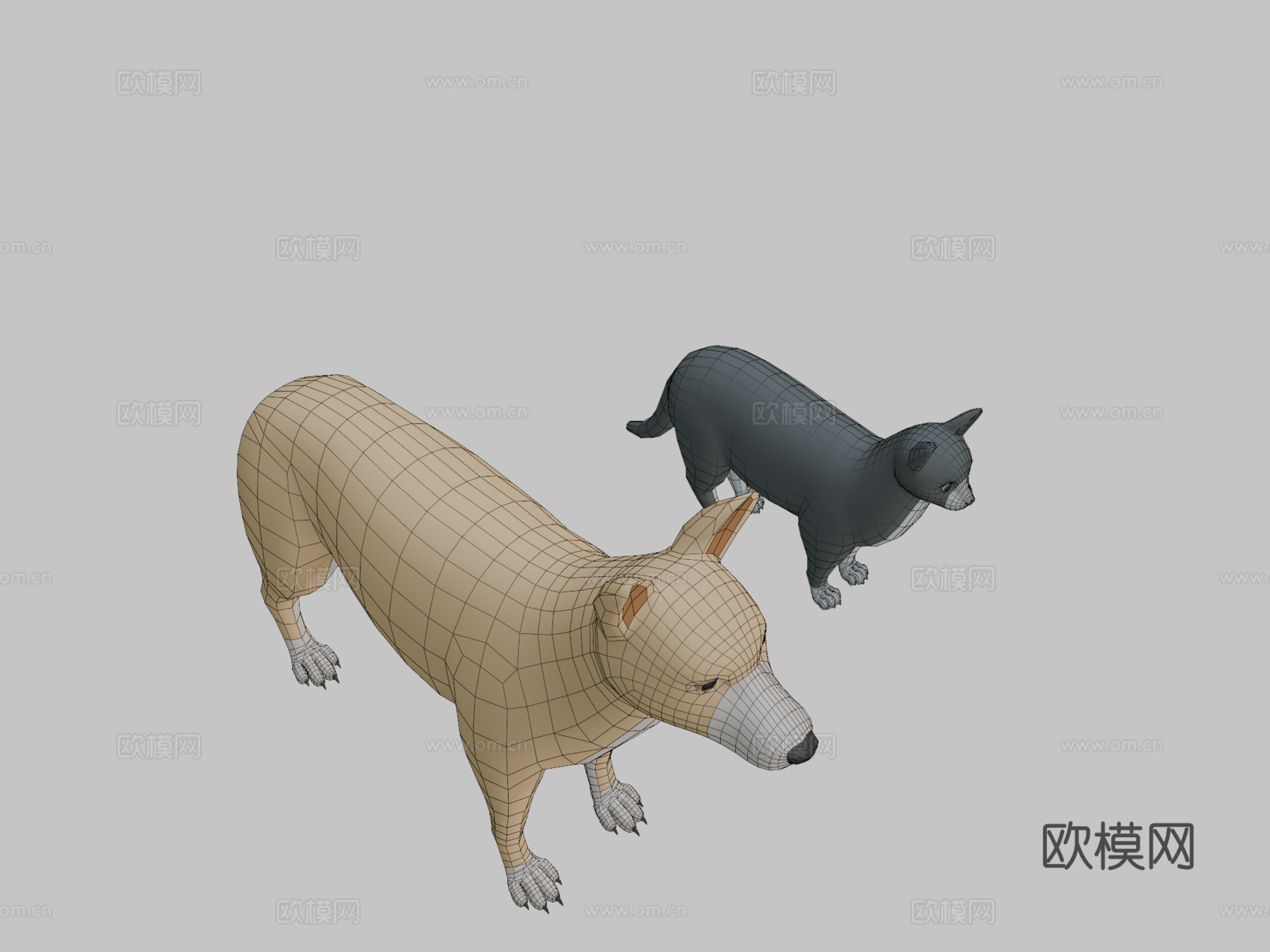 动物包  狗猫绑定su模型