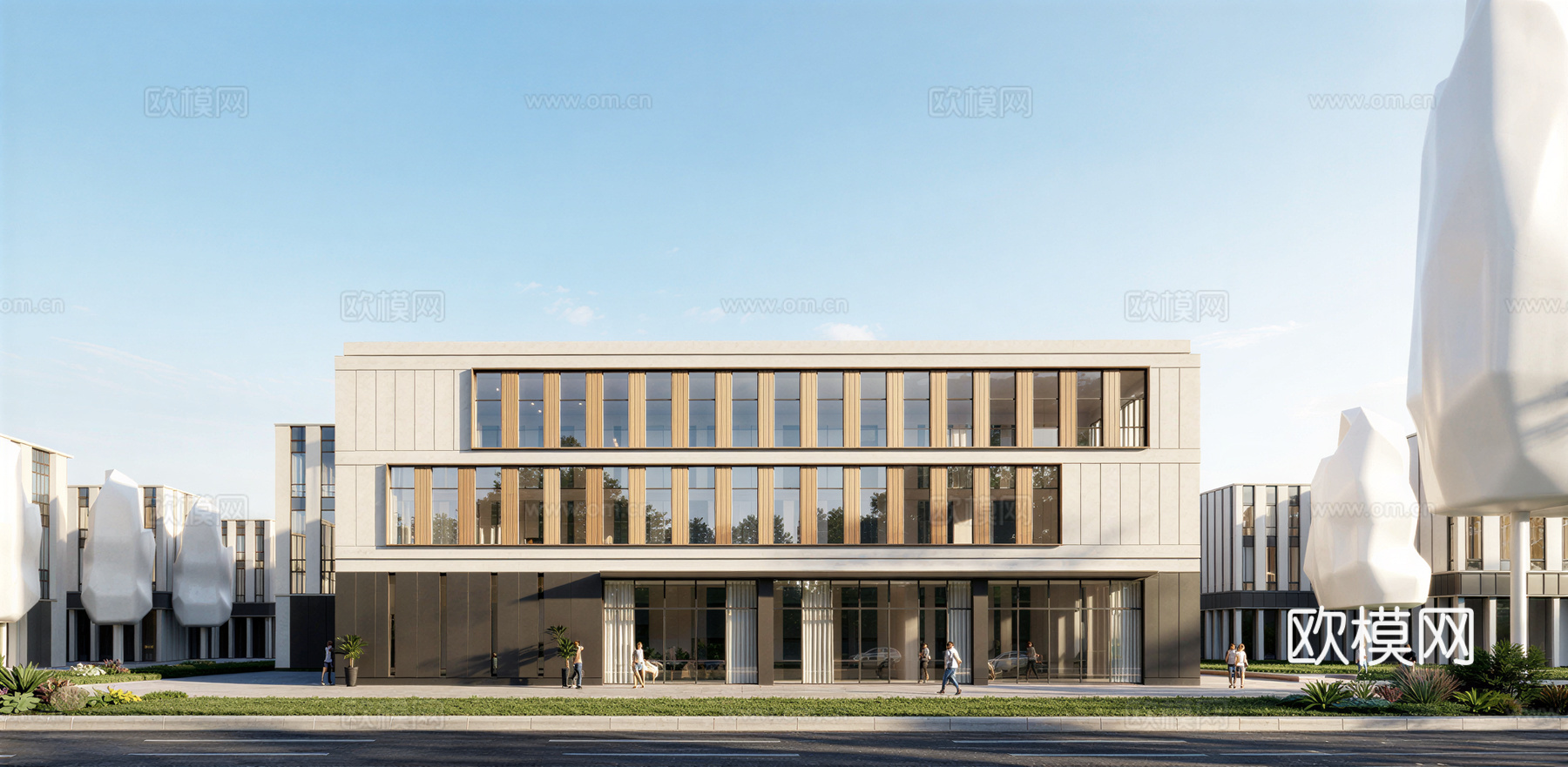 多层厂房 现代产业园 多层办公 厂房 产业园 办公楼su模型