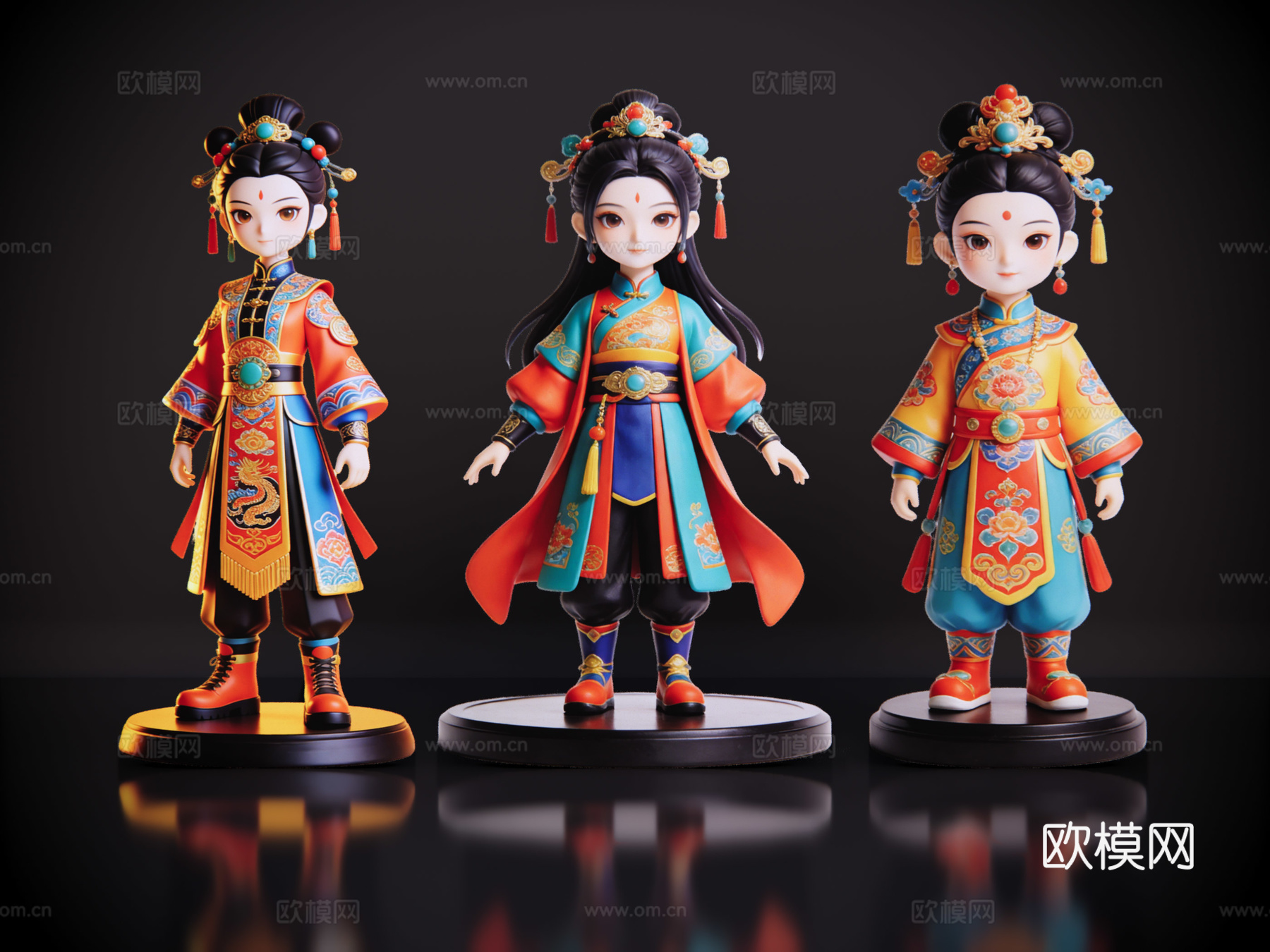 2D国潮手办 国潮公仔 国潮形象公仔 民俗活动 非物质文化遗su模型