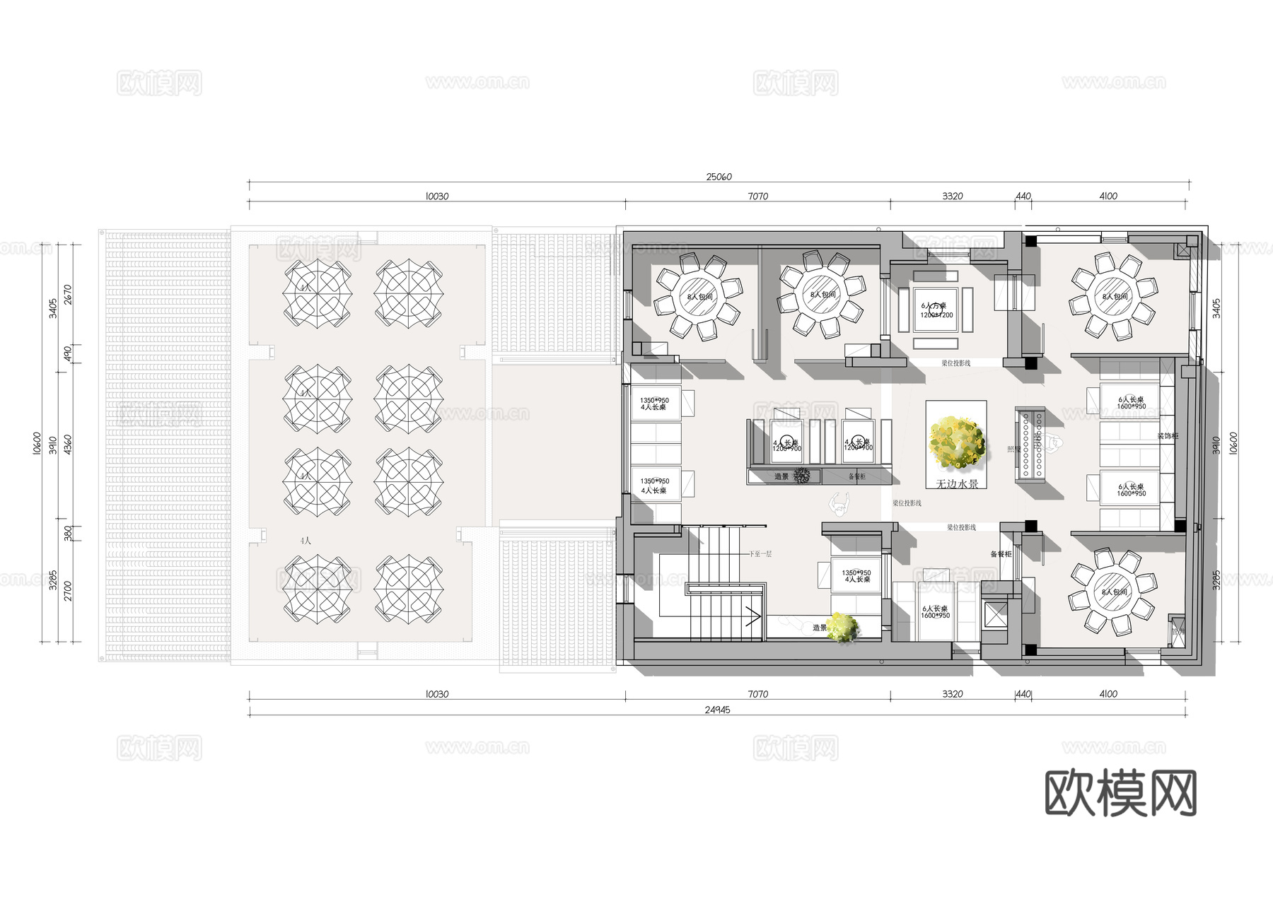 八合里牛肉火锅户外火锅东灶鱼头火锅佛山岭南店平面布置图cad施工图