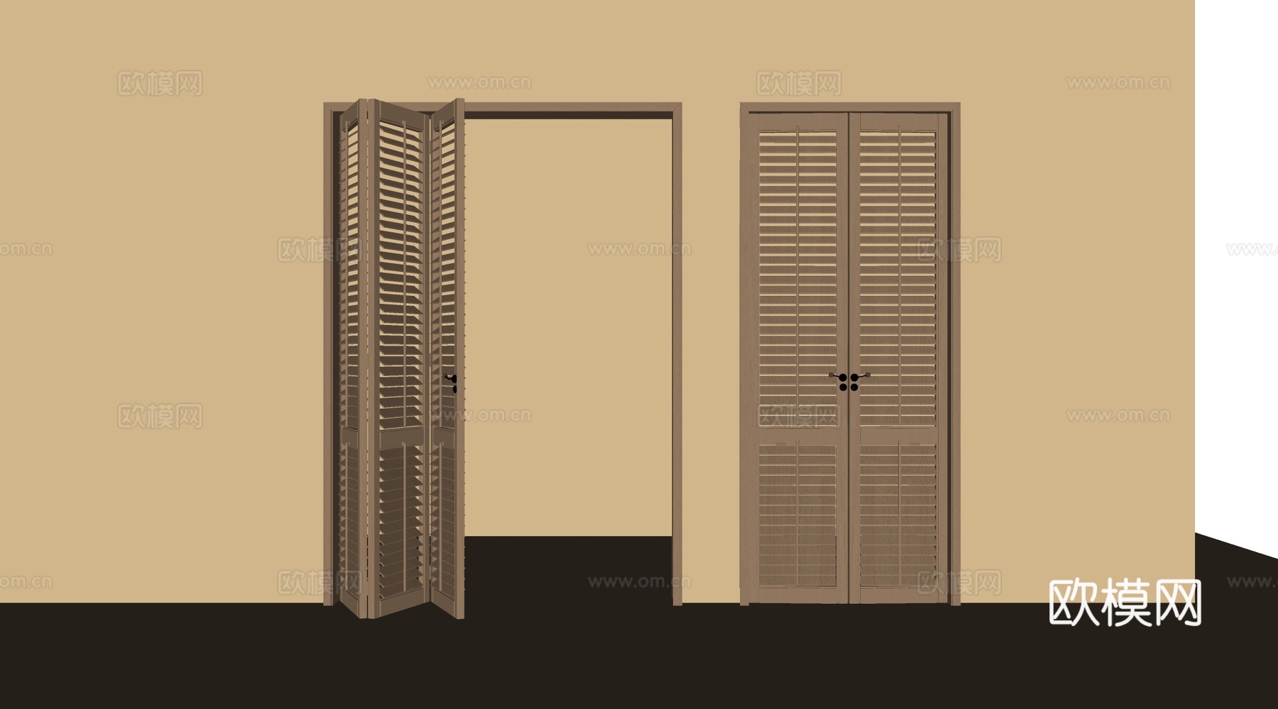 中古侘寂折叠门 百叶折叠门 推拉门 百叶门su模型su模型