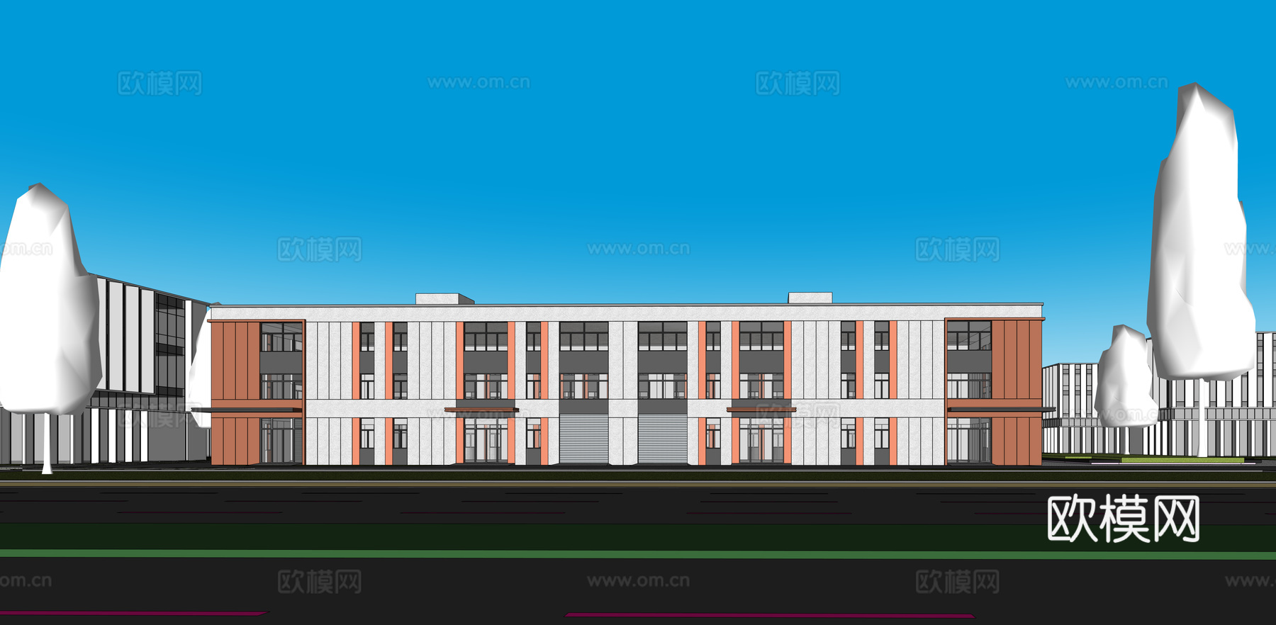 多层厂房 现代产业园 多层办公 厂房 产业园 办公楼su模型