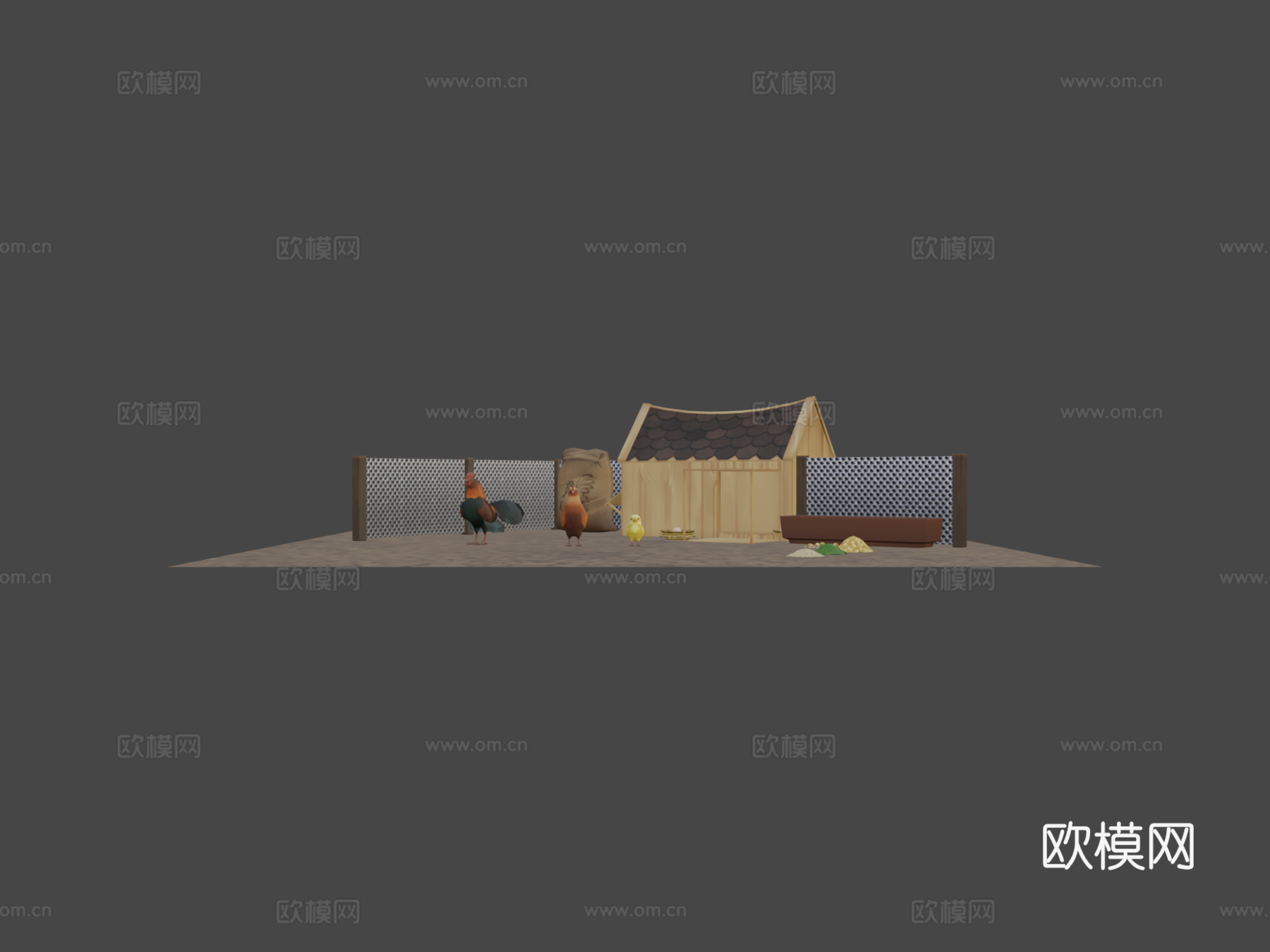 公鸡母鸡与小鸡 基础动画su模型