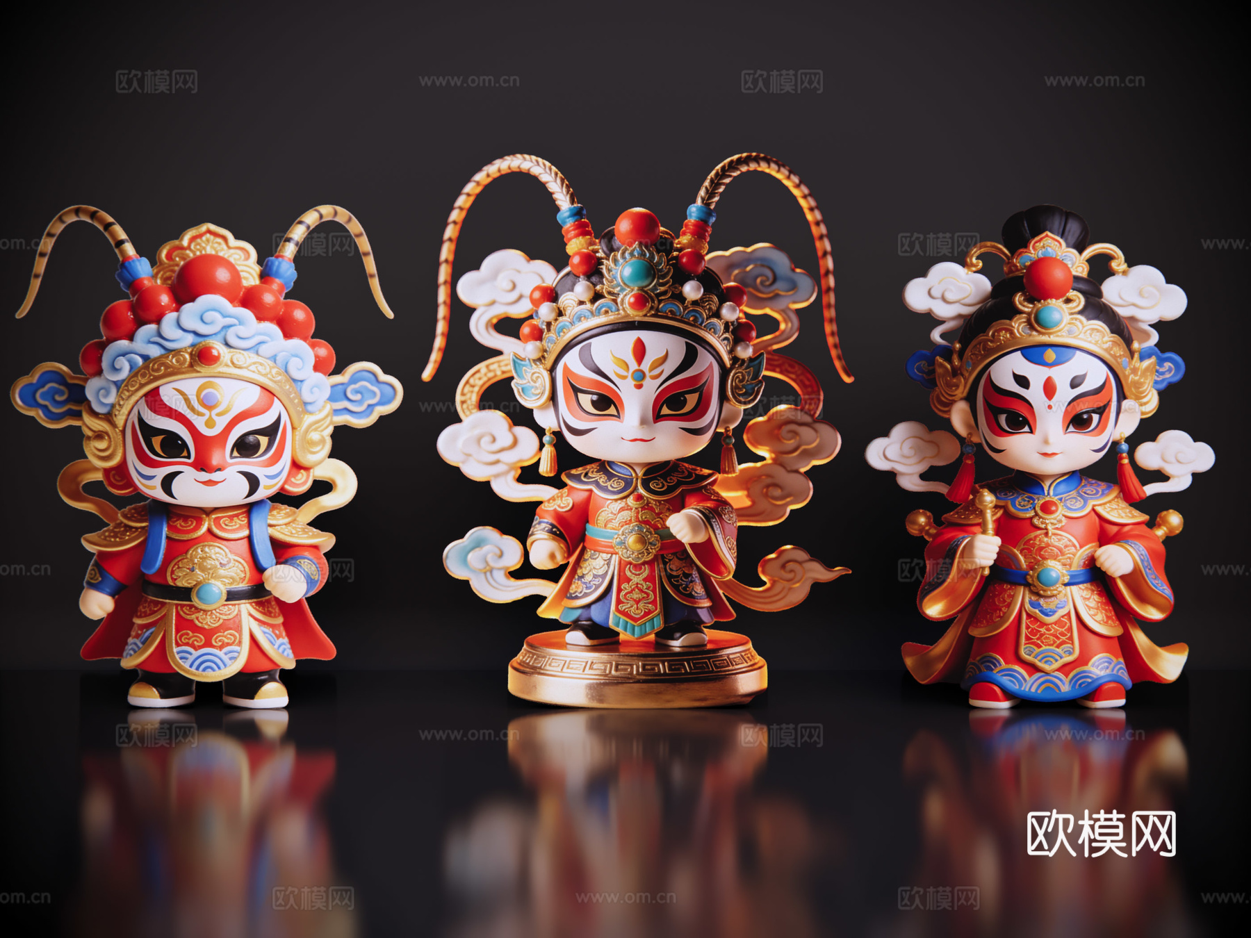 2D国潮手办 戏剧公仔 川剧变脸 民俗活动 非物质文化遗产su模型