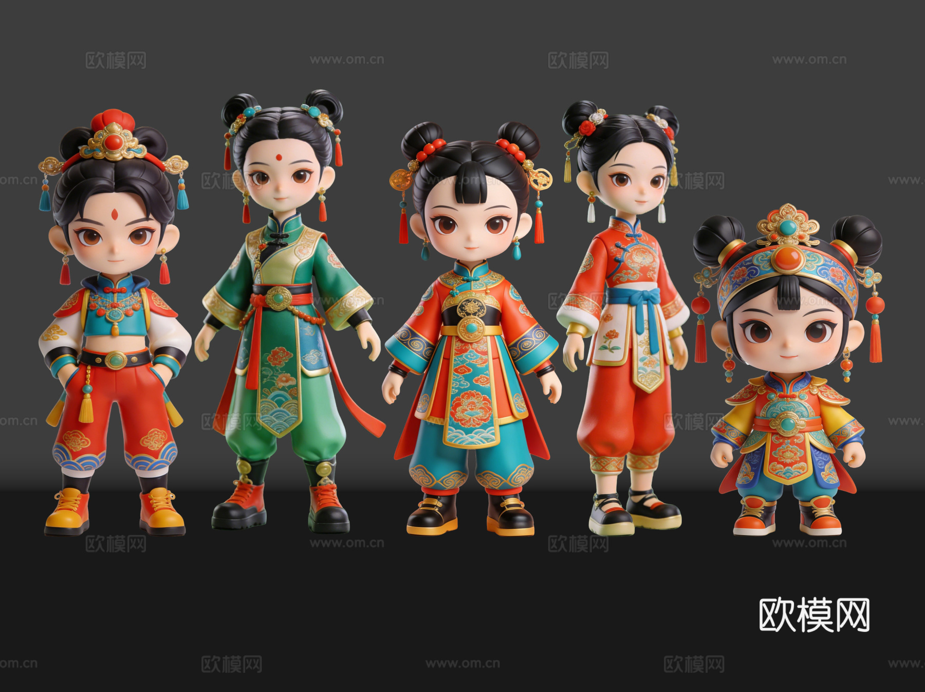 2D国潮手办 国潮公仔 国潮形象公仔 民俗活动 非物质文化遗su模型