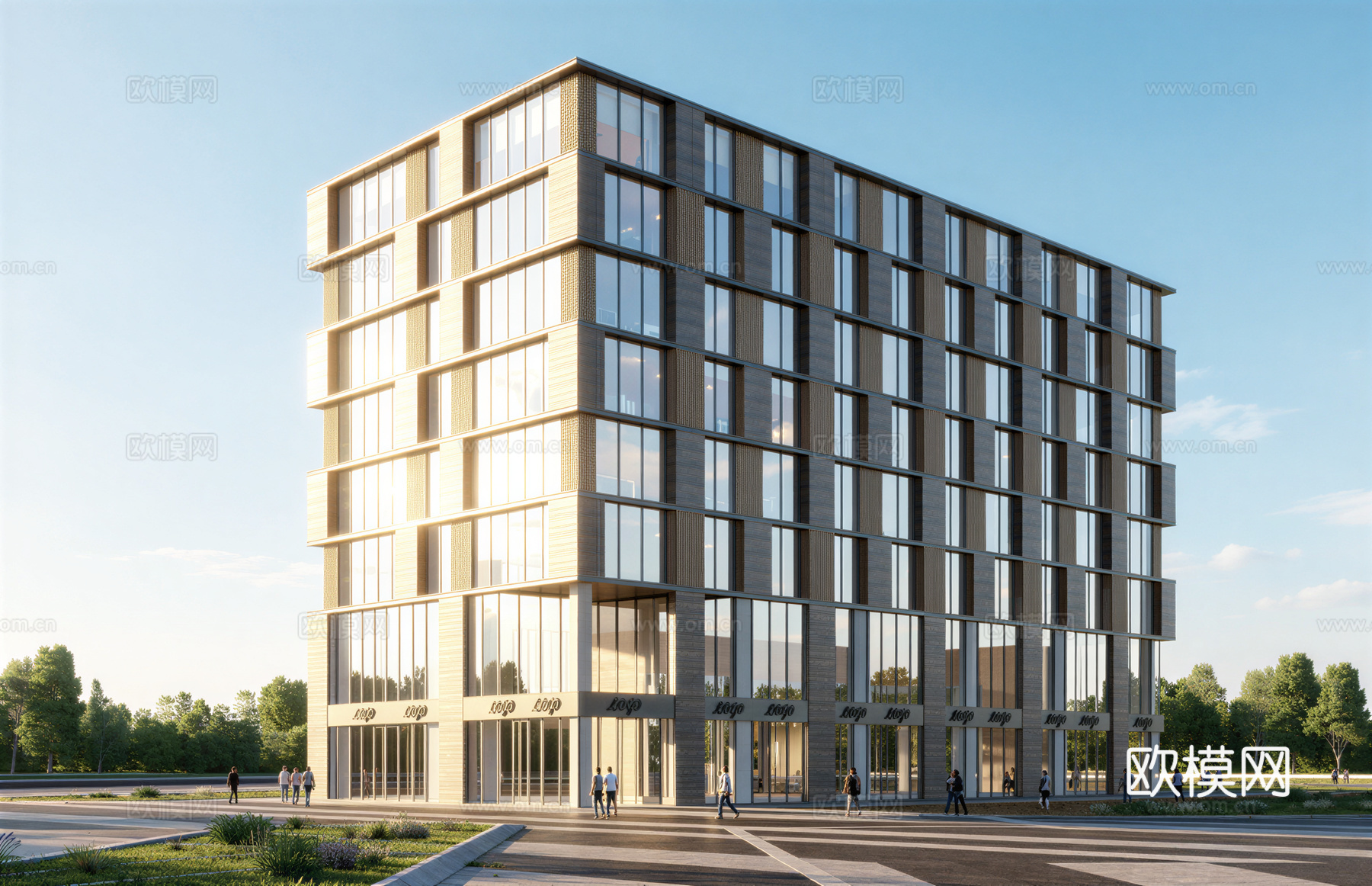 多层办公楼 现代产业园 多层办公 厂房 产业园 办公楼su模型