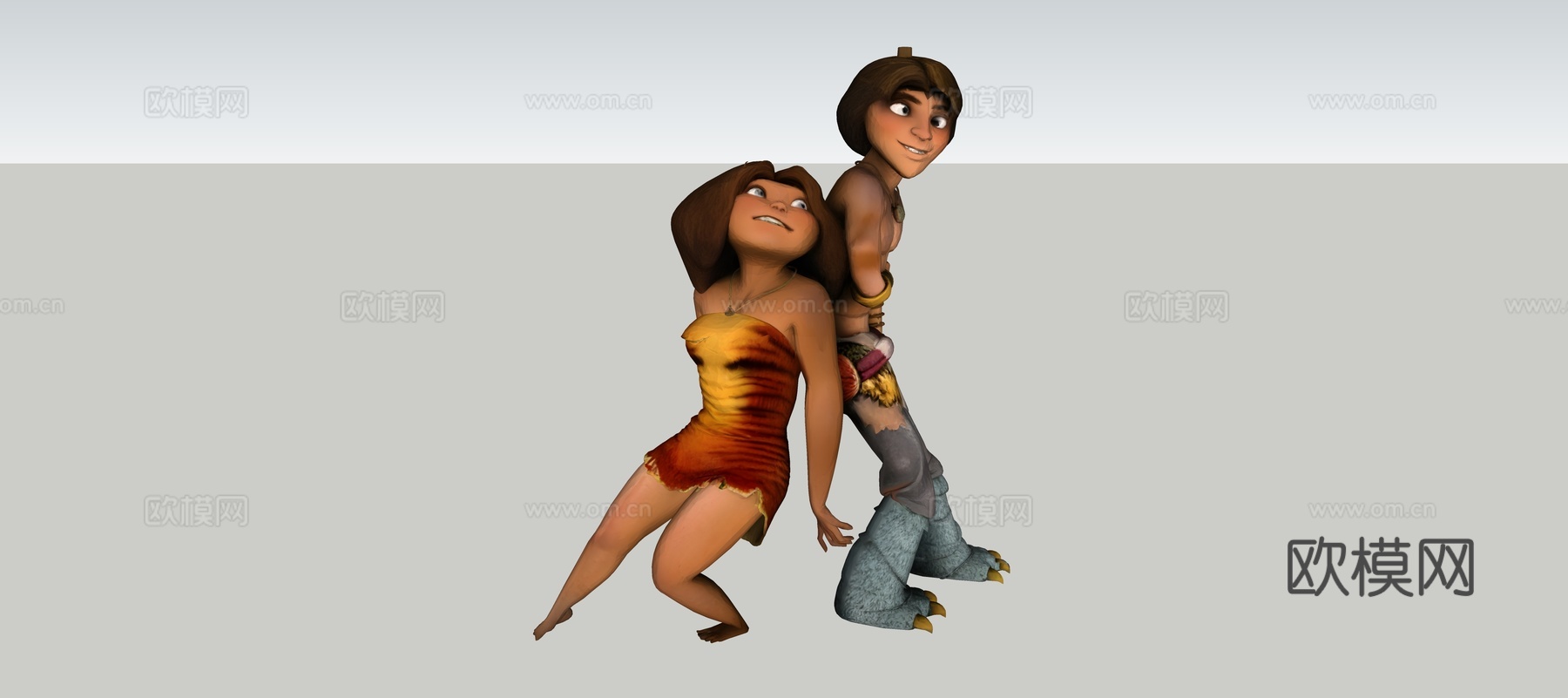 美式卡通 疯狂原始人 三维人物模型su模型