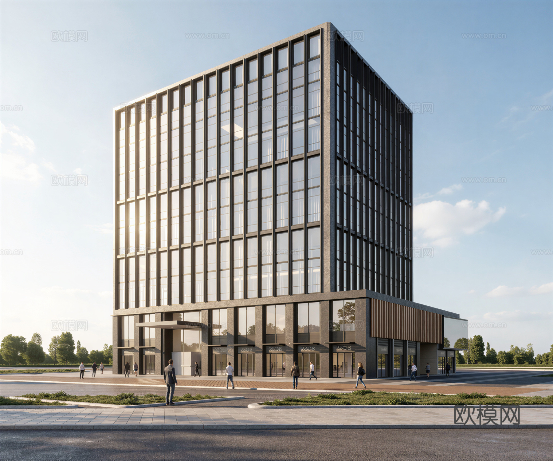 多层办公楼 现代产业园 多层办公 厂房 产业园 办公楼su模型