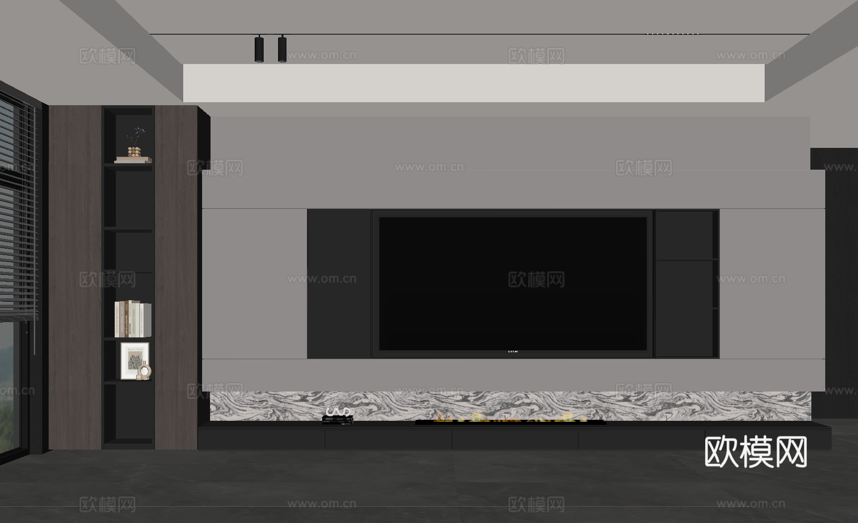 现代意式电视背景墙su模型