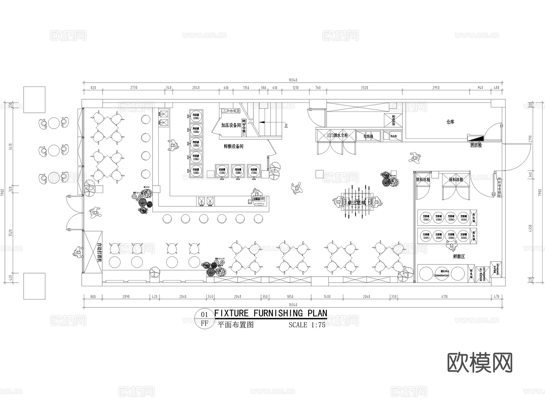 酒吧酒馆酒廊清吧会所餐厅室内工装CAD平面图集 12套cad施工图