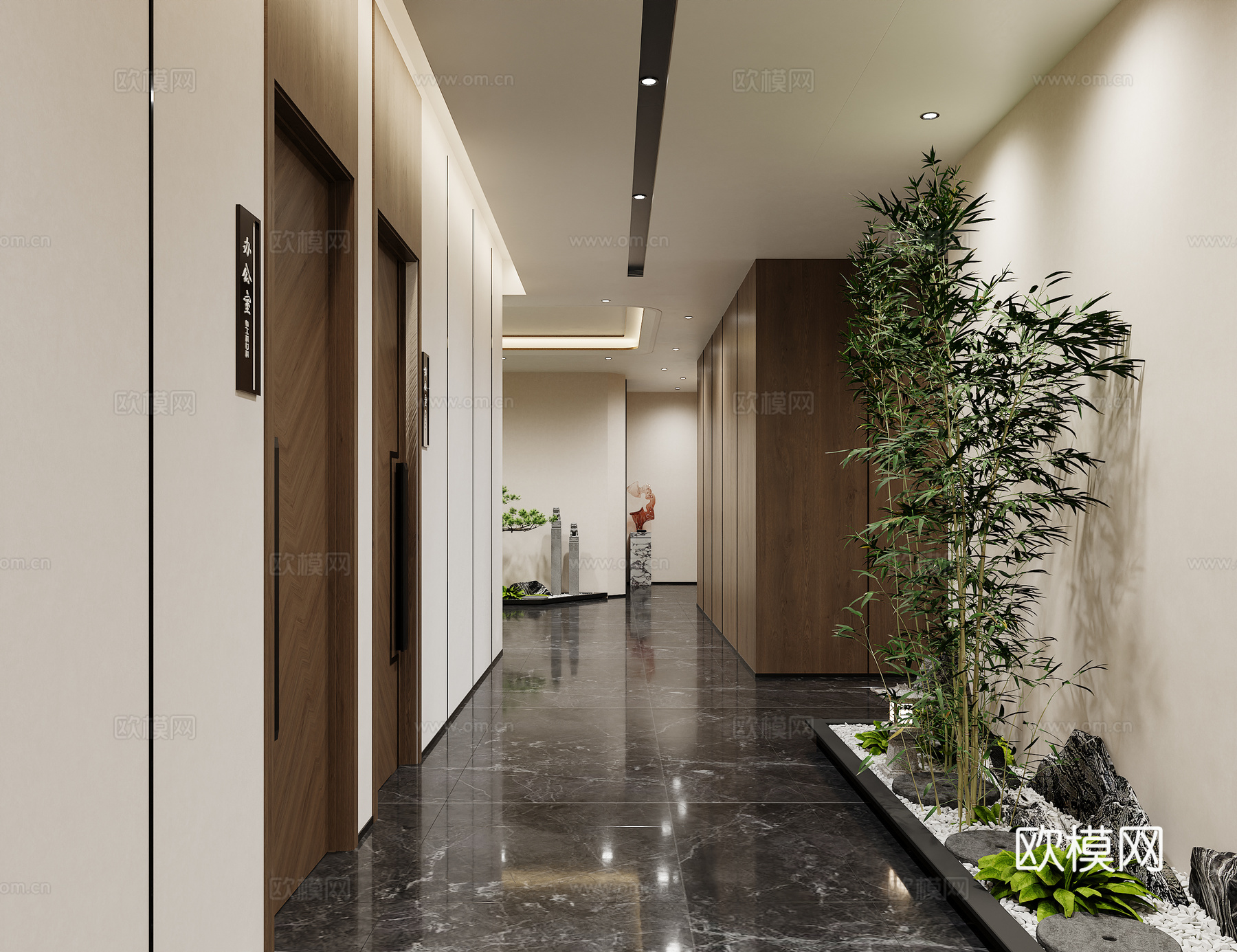 现代工装办公楼 过道 走廊3d模型