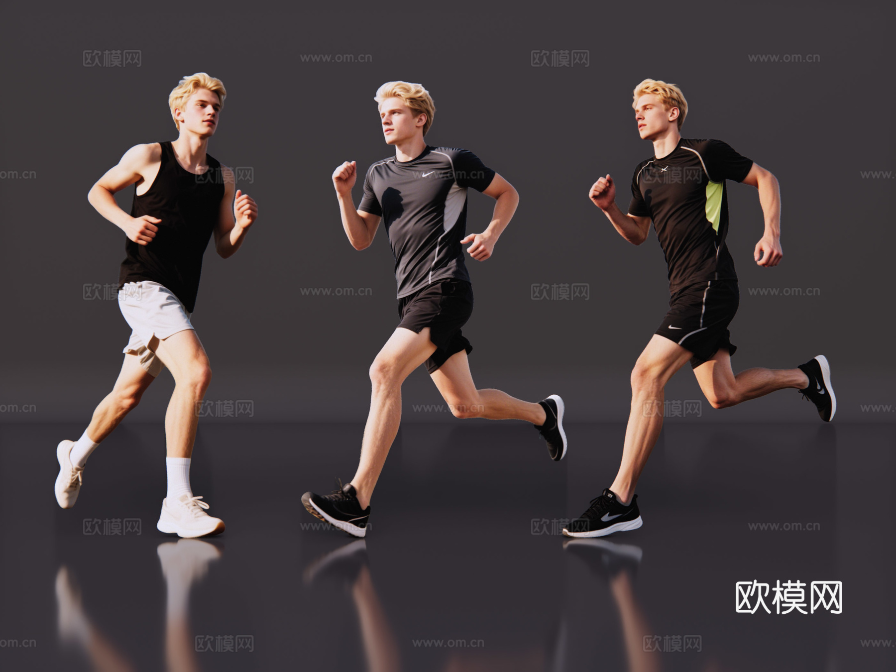 2D现代人物 时尚运动装 运动装模特 跑步运动 运动装帅哥su模型