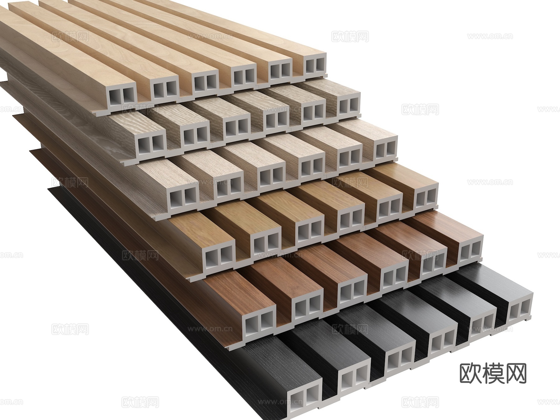 长城板 格栅板 木饰面 长城背景板 护墙板 格栅木饰面su模型