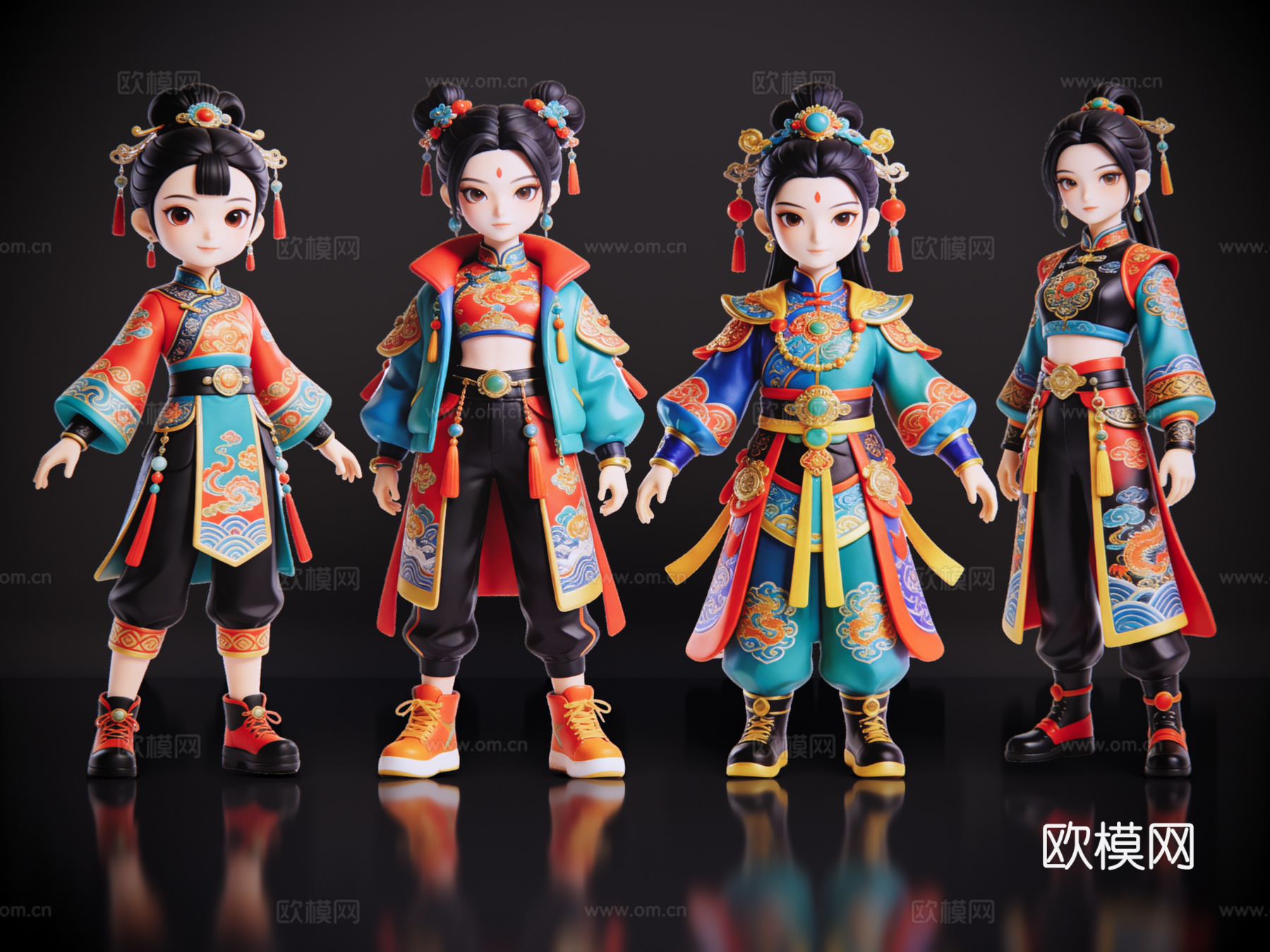 2D国潮手办 国潮公仔 国潮形象公仔 民俗活动 非物质文化遗su模型