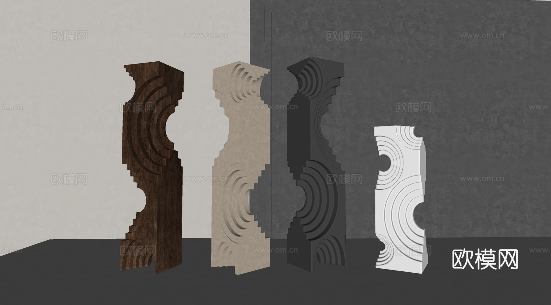 现代雕塑摆件 现代石头雕塑su模型