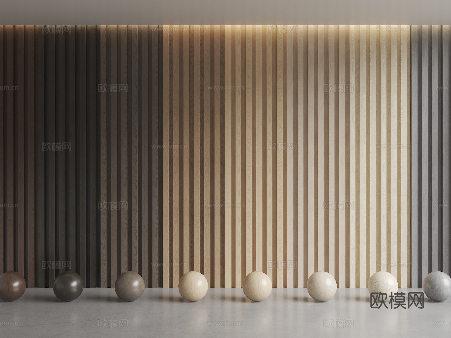 长城板 格栅板 木饰面 长城背景板 护墙板 格栅木饰面su模型