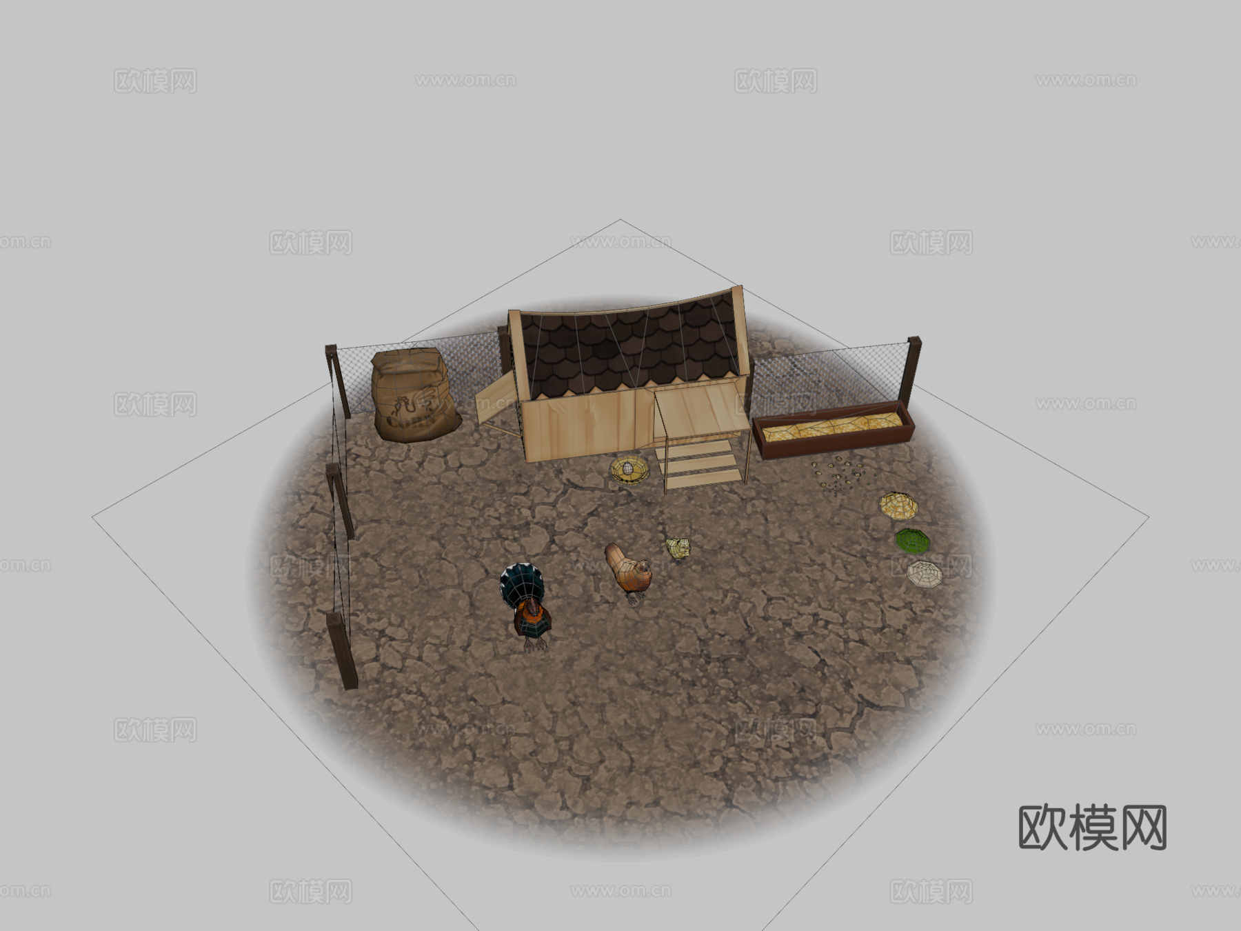 公鸡母鸡与小鸡 基础动画su模型